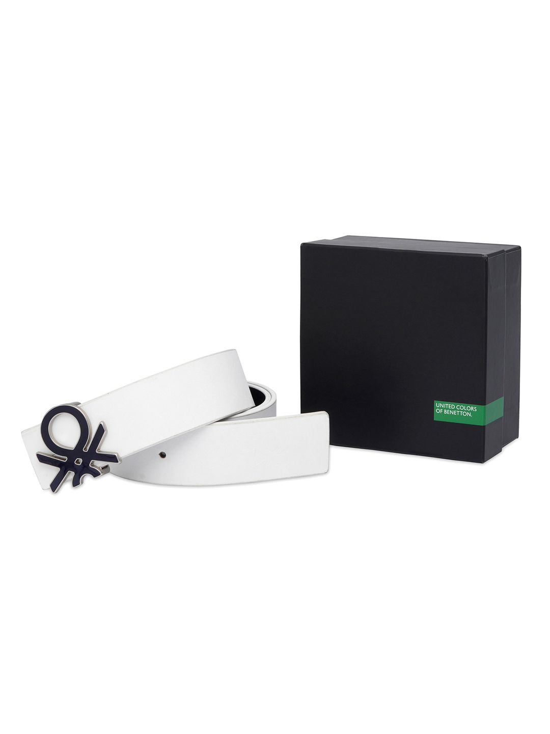 

United Colors of Benetton Men Leather Reversible Belt, White