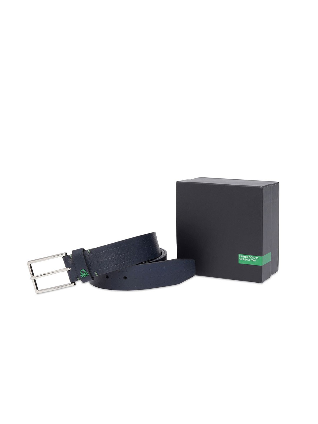 

United Colors of Benetton Men Leather Textured Belt, Navy blue