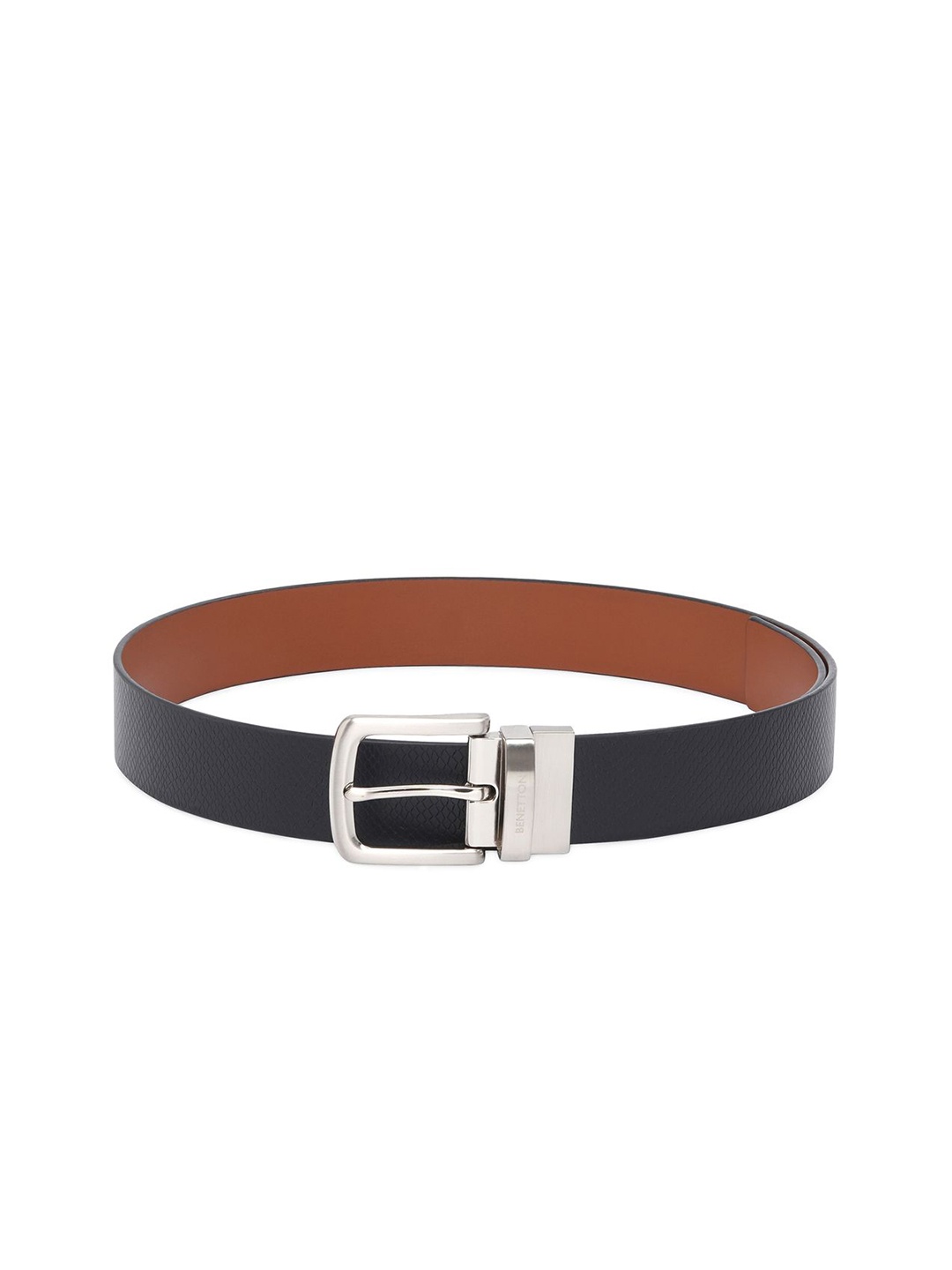 

United Colors of Benetton Men Leather Reversible Belt, Black