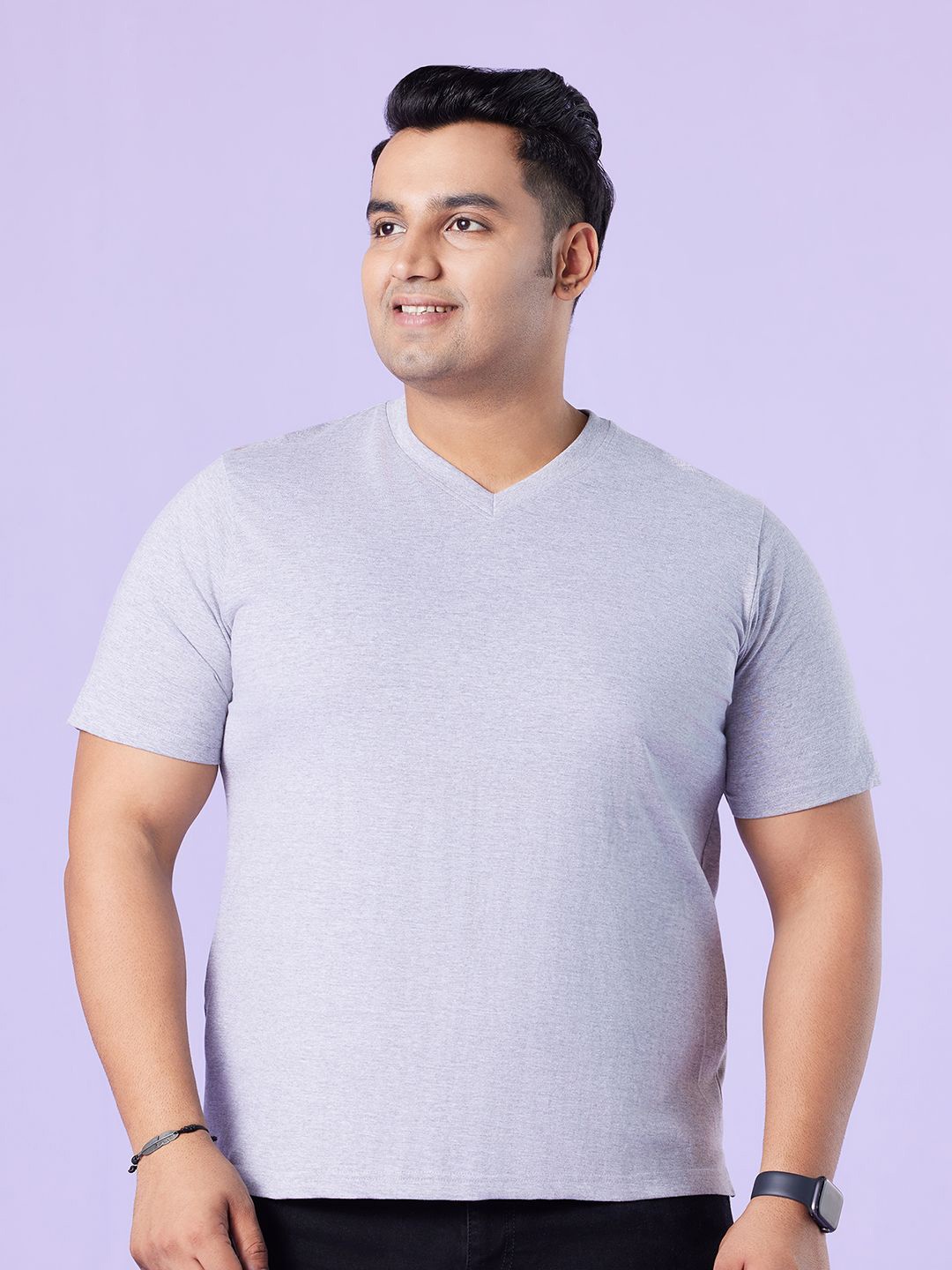 

Big Hello - The Plus Life Men V-Neck Solid T-shirt, Blue