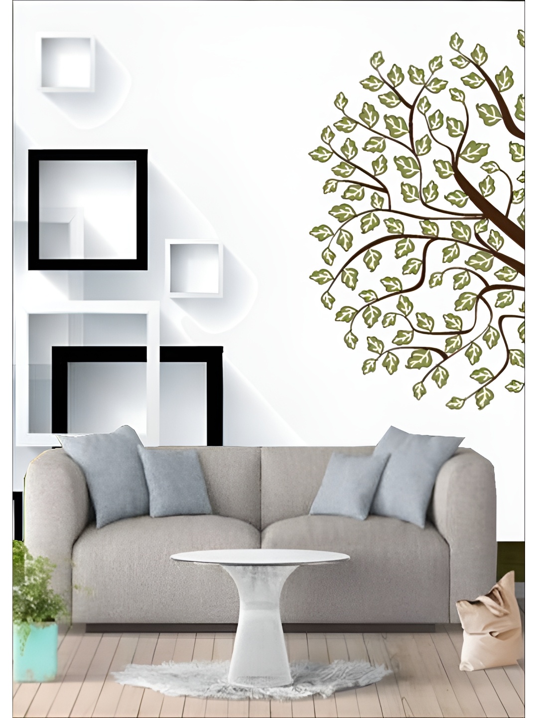 

Aura White & Black Printed Self-Adhesive 3D Wallpaper