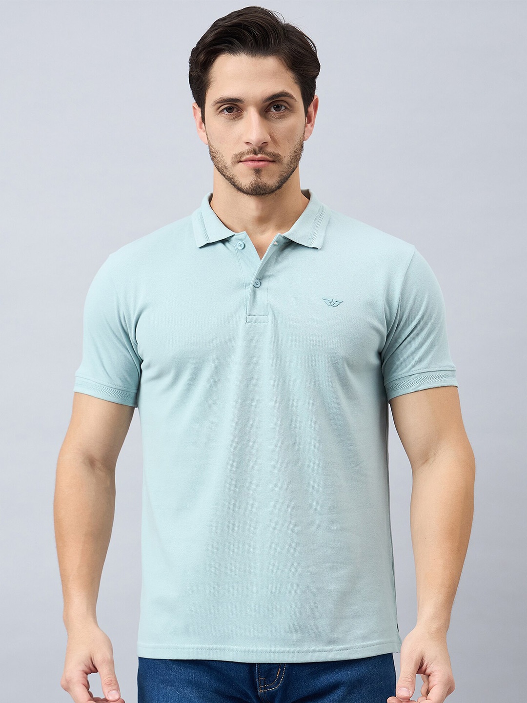 

REPRISE Men Solid Polo Collar T-shirt, Sea green