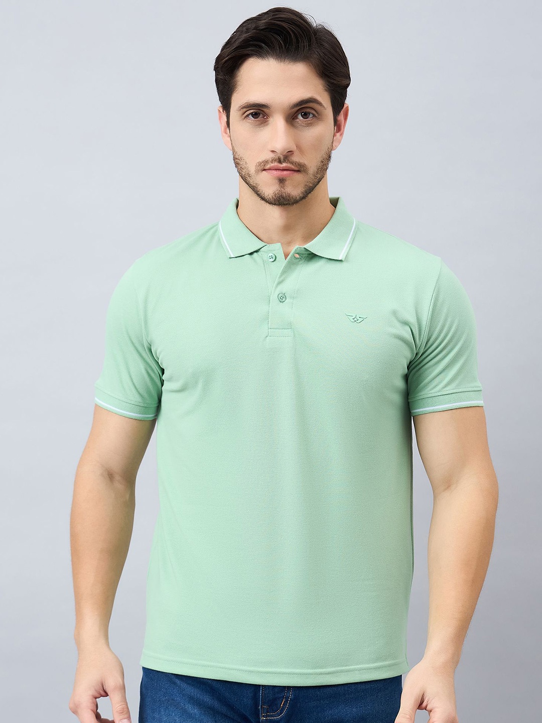 

REPRISE Men Solid Polo Collar T-shirt, Green