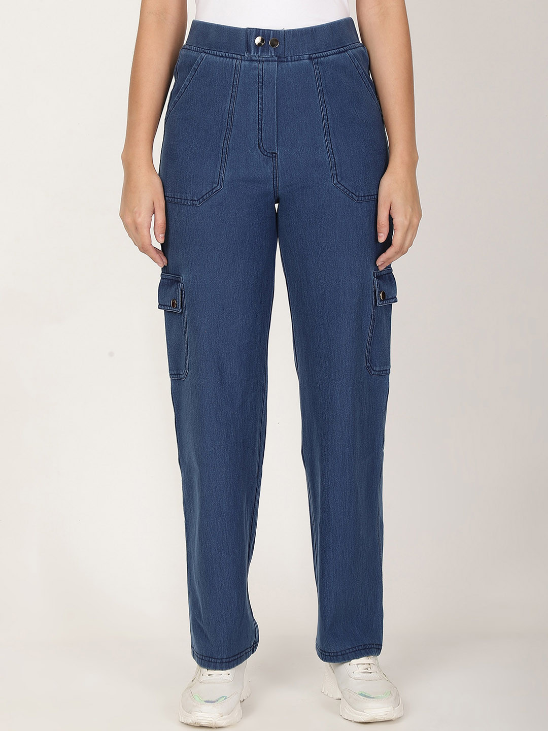 

FUTURO Women Solid Regular Fit Cargo Trousers, Blue