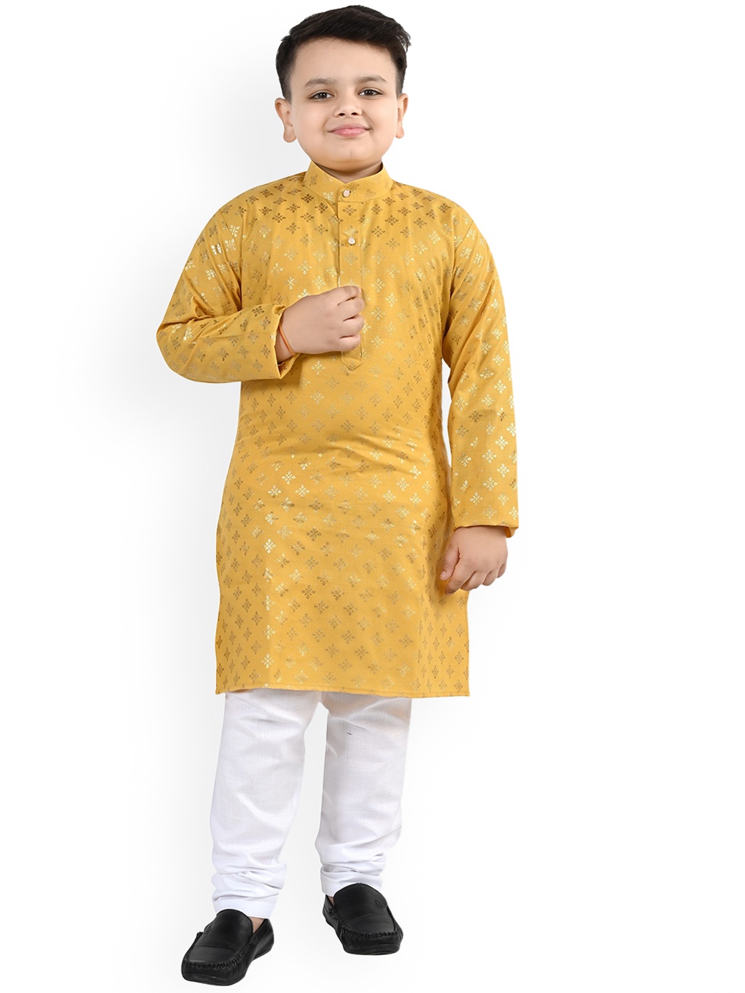 

BAESD Boys Ethnic Motifs Printed Kurta with Pyjamas, Yellow