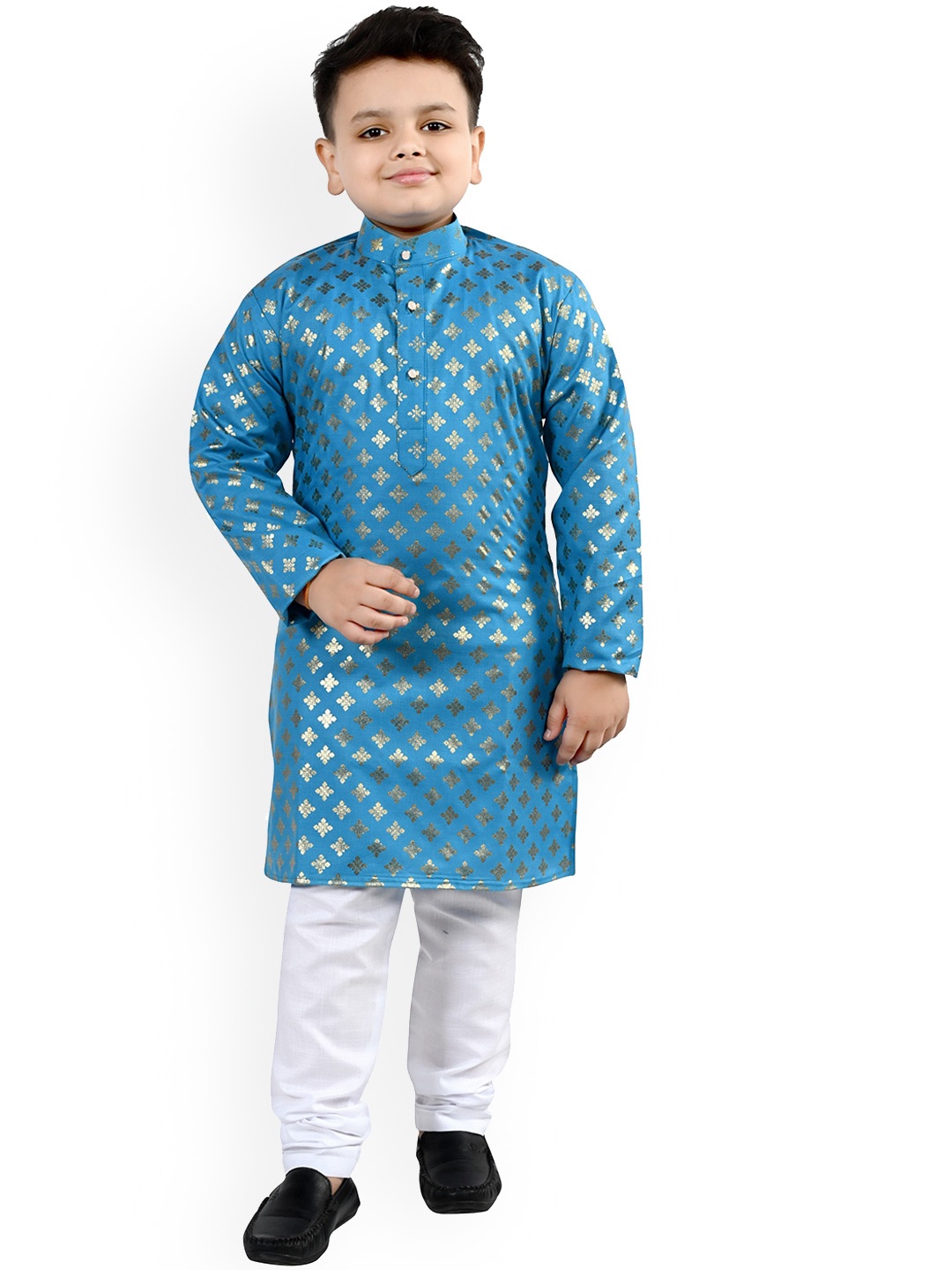 

BAESD Boys Ethnic Motifs Printed Regular Kurta Set with Pyjamas, Blue