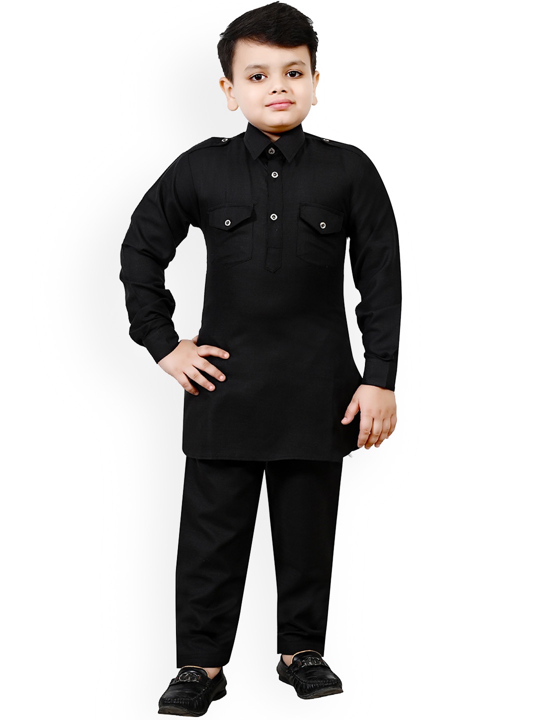 

BAESD Boys Regular Kurta with Pyjamas, Black