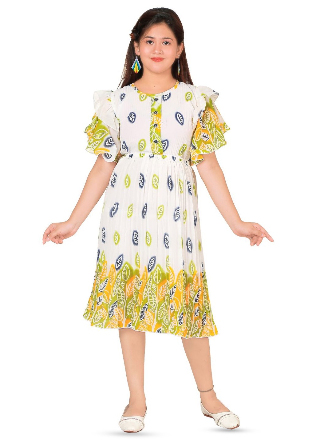 

BAESD Ethnic Print Fit & Flare Dress, White