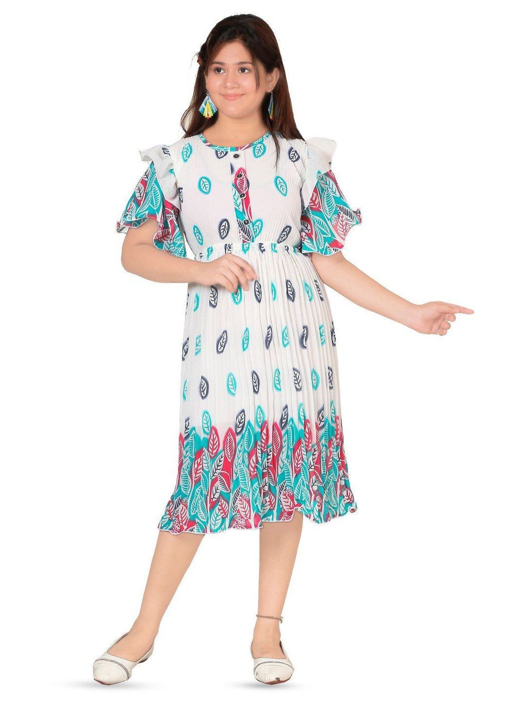 

BAESD Ethnic Print Fit & Flare Dress, White