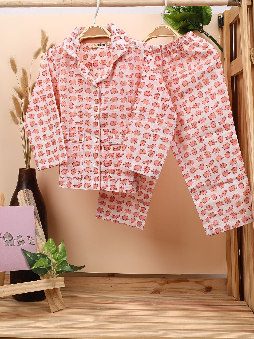 

Moms Home Kids-Unisex Printed Sleepsuit, Peach