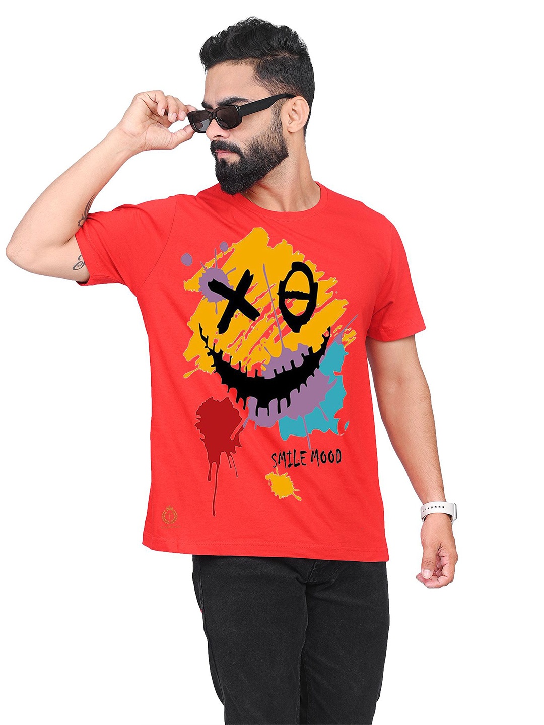 

TAJNAN Men Graphic Printed Round Neck T-shirt, Red