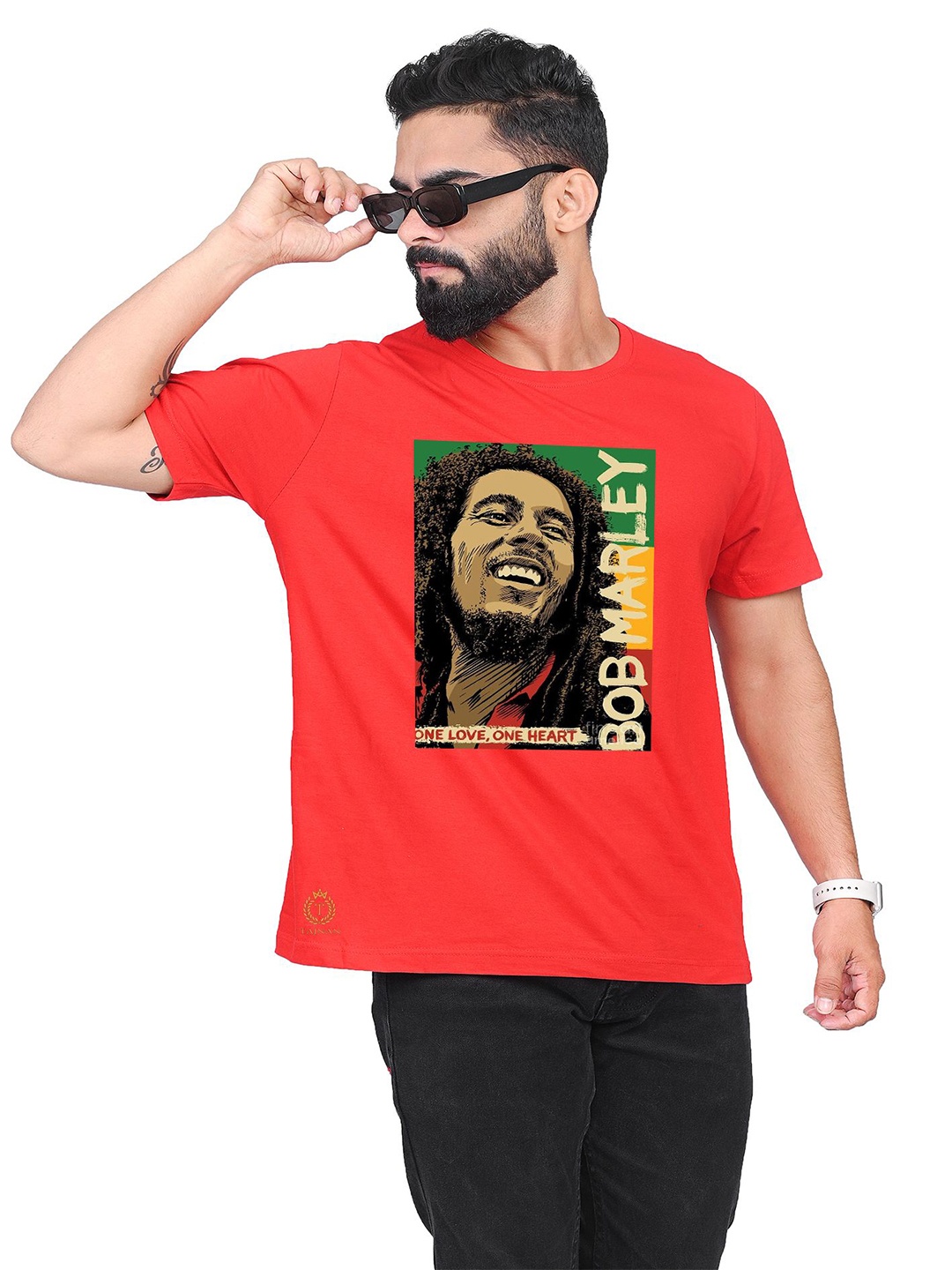 

TAJNAN Men People and Places Printed Round Neck T-shirt, Red