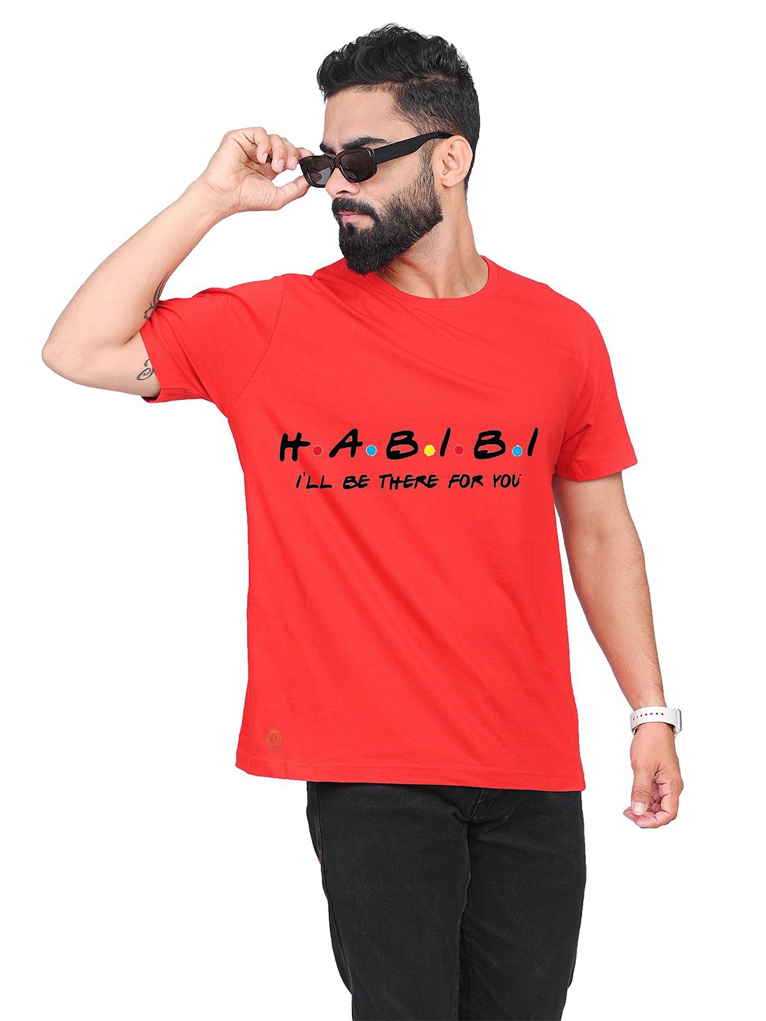 

TAJNAN Men Typography Printed Cotton T-shirt, Red