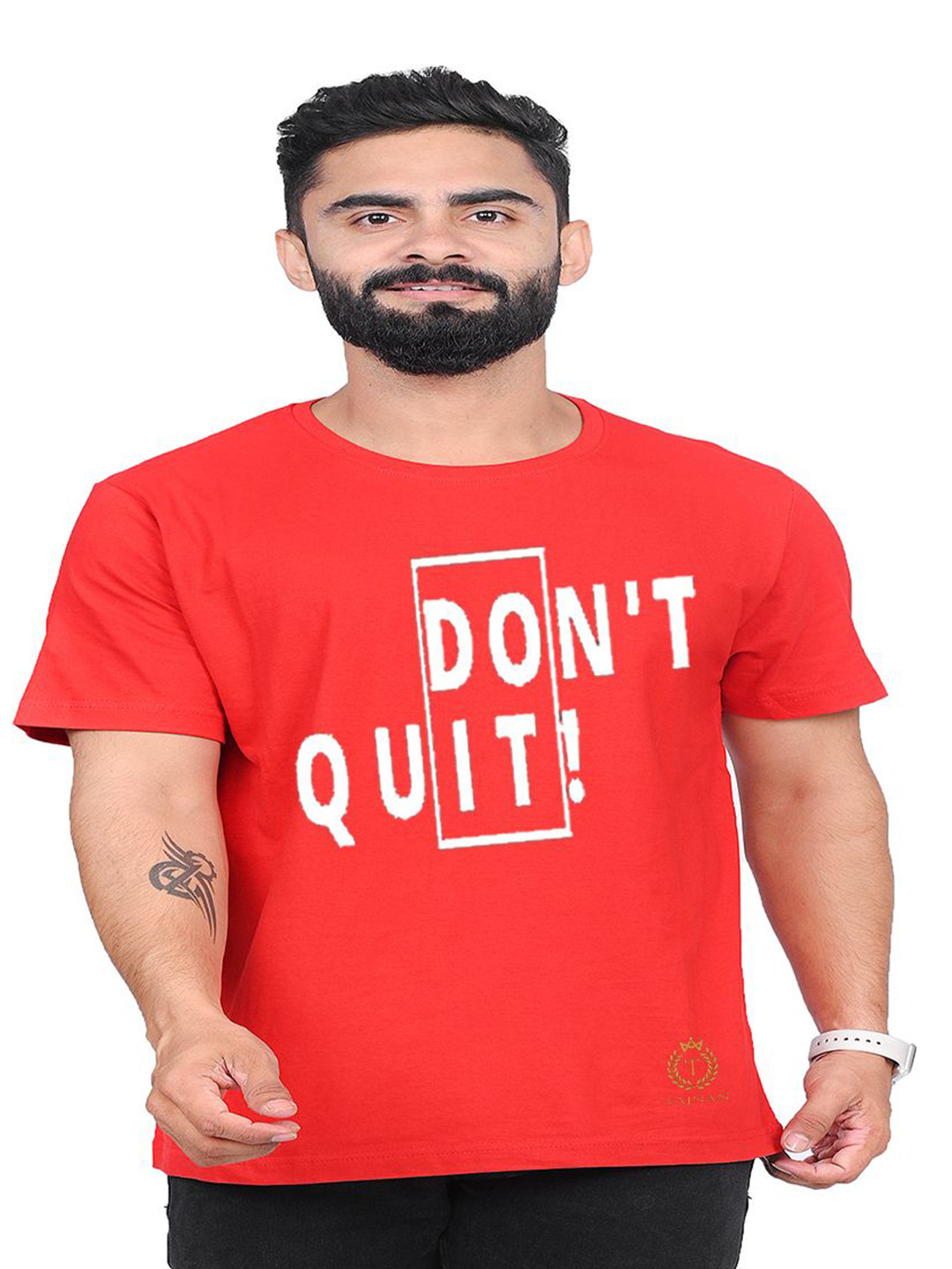 

TAJNAN Men Typography Printed Round Neck T-shirt, Red