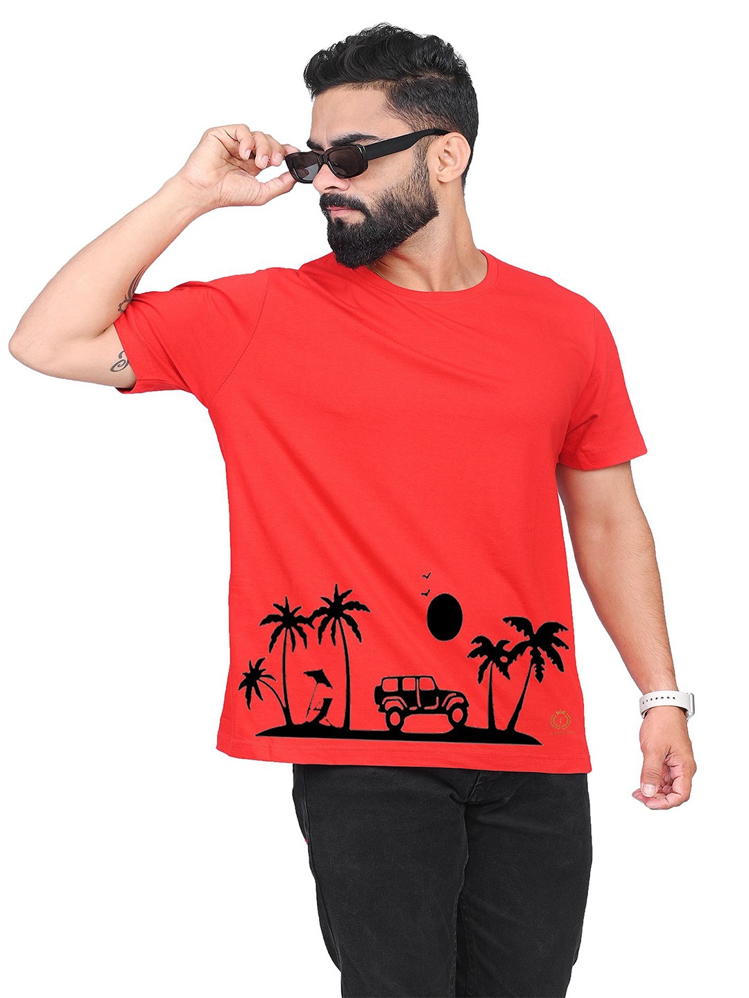 

TAJNAN Men Nautical Graphic Printed T-shirt, Red