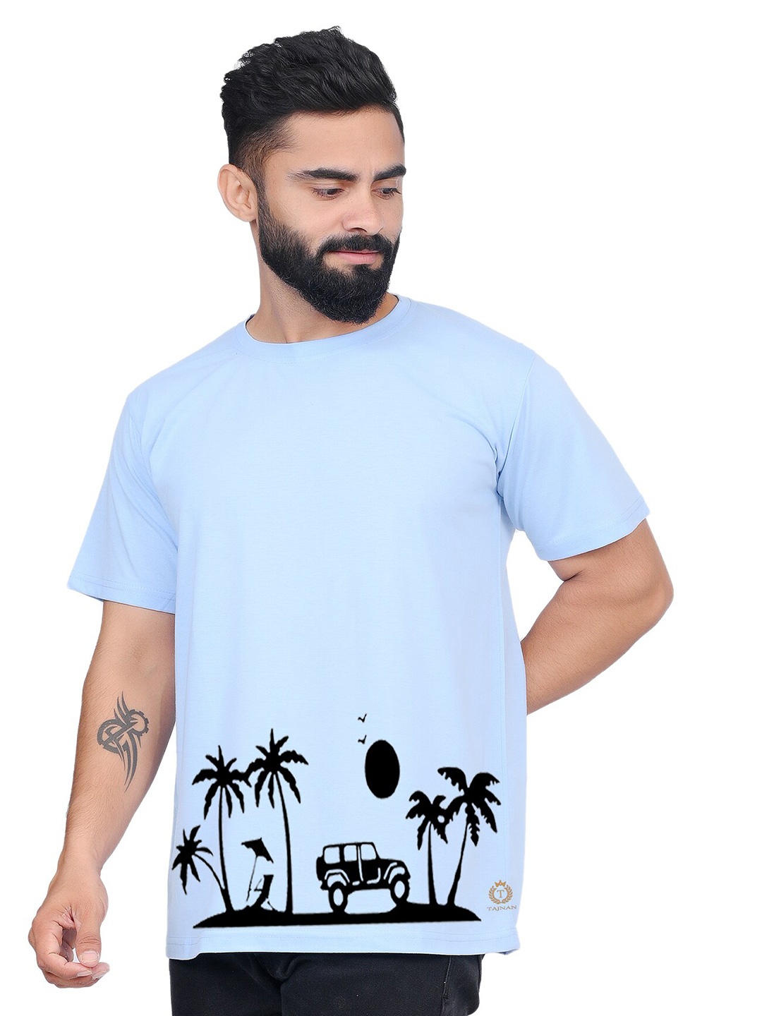 

TAJNAN Men Nautical Graphic Printed T-shirt, Turquoise blue