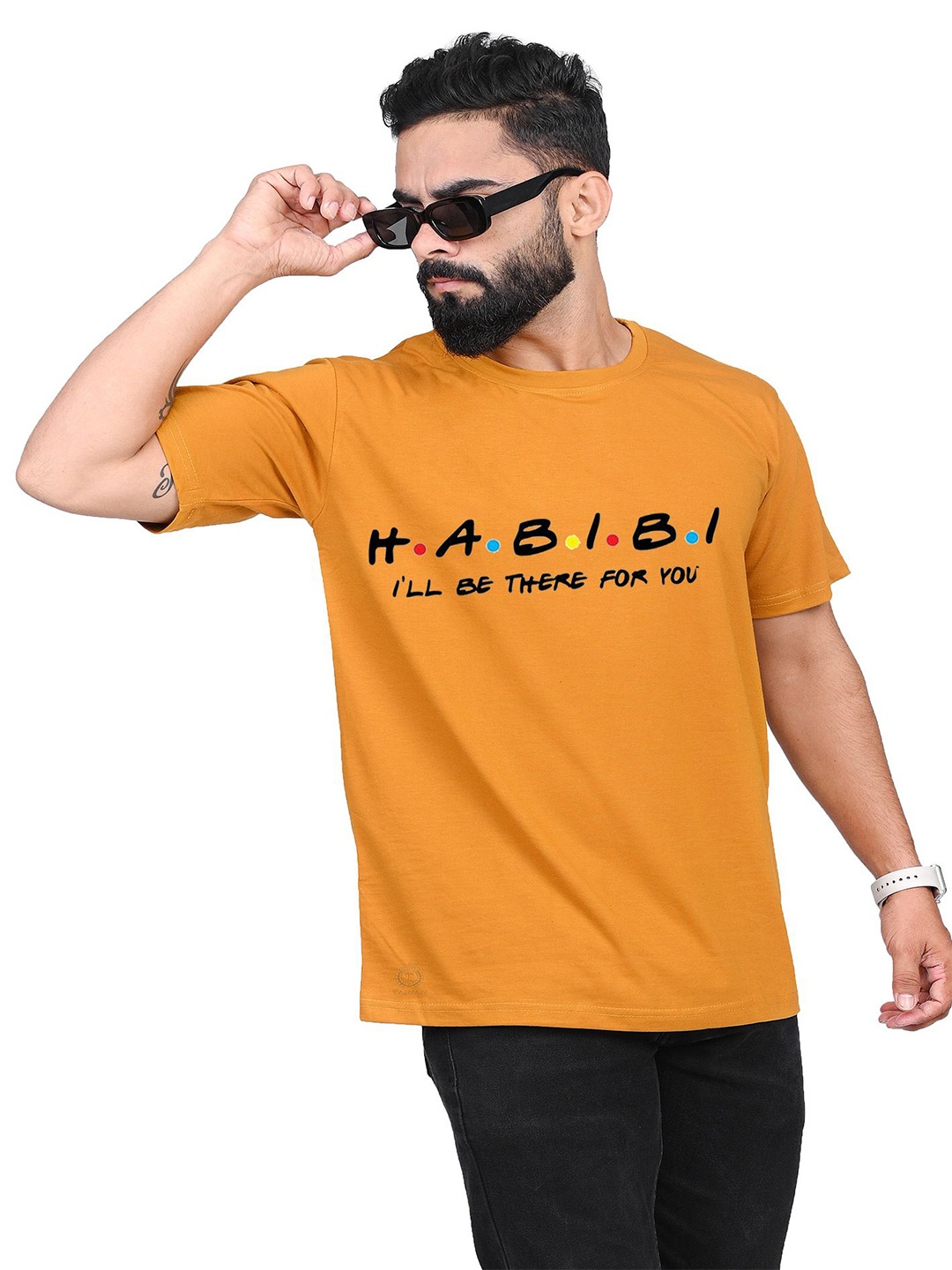 

TAJNAN Men Typography Printed Cotton T-shirt, Orange
