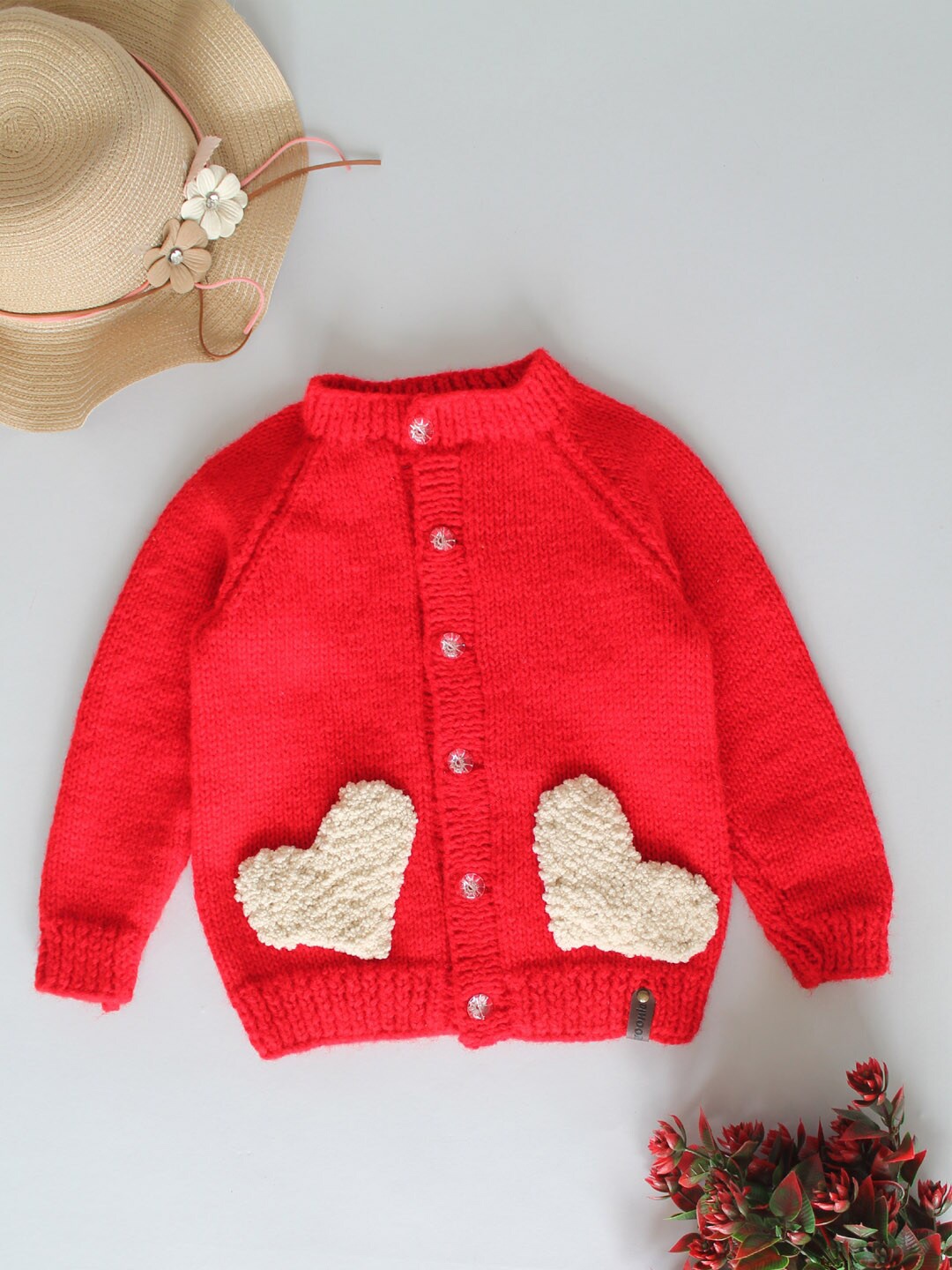 

Woonie Boys Embroidered Cardigan Sweaters, Red