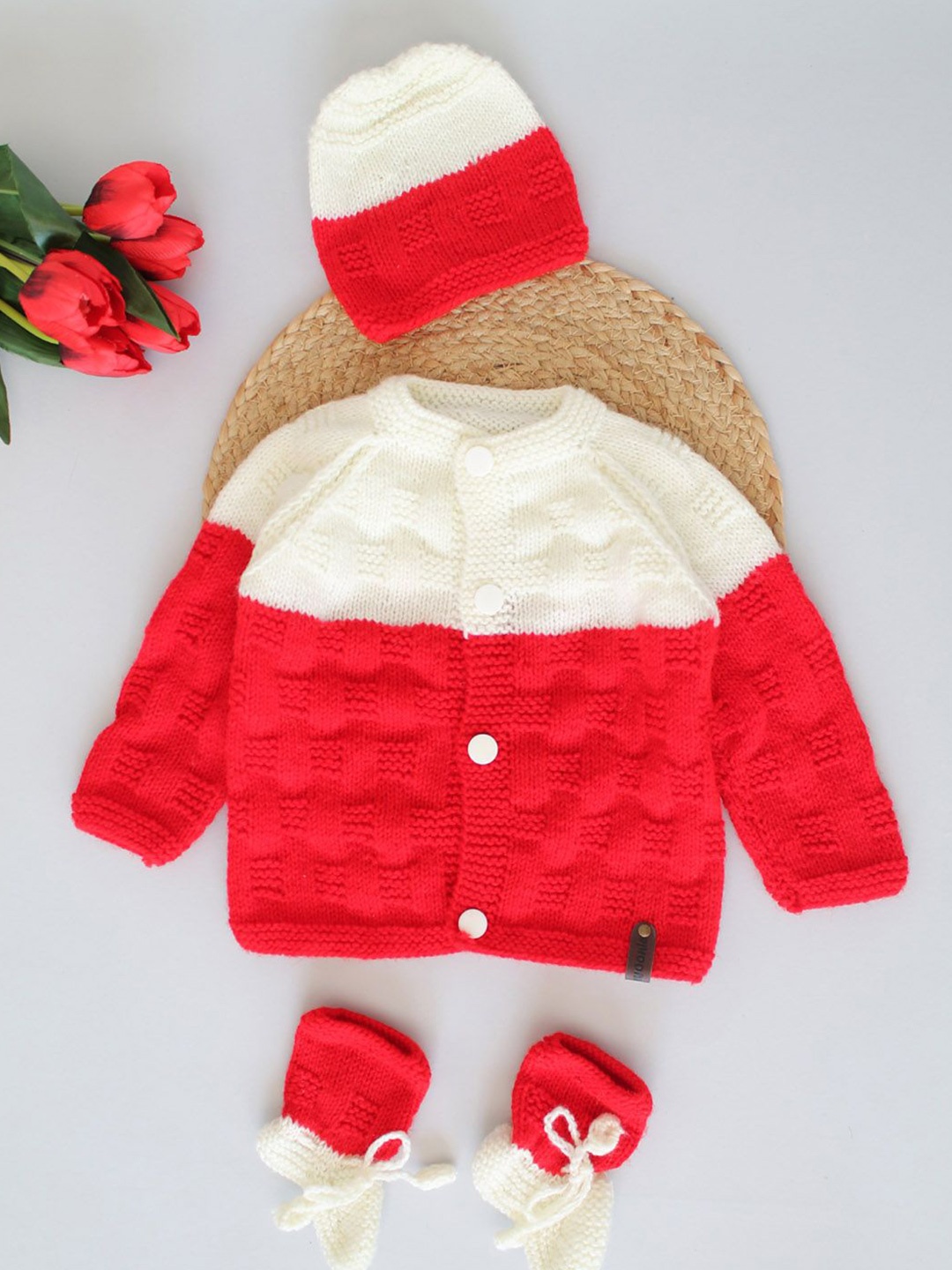 

Woonie Boys Cable Knit Cardigan, Red
