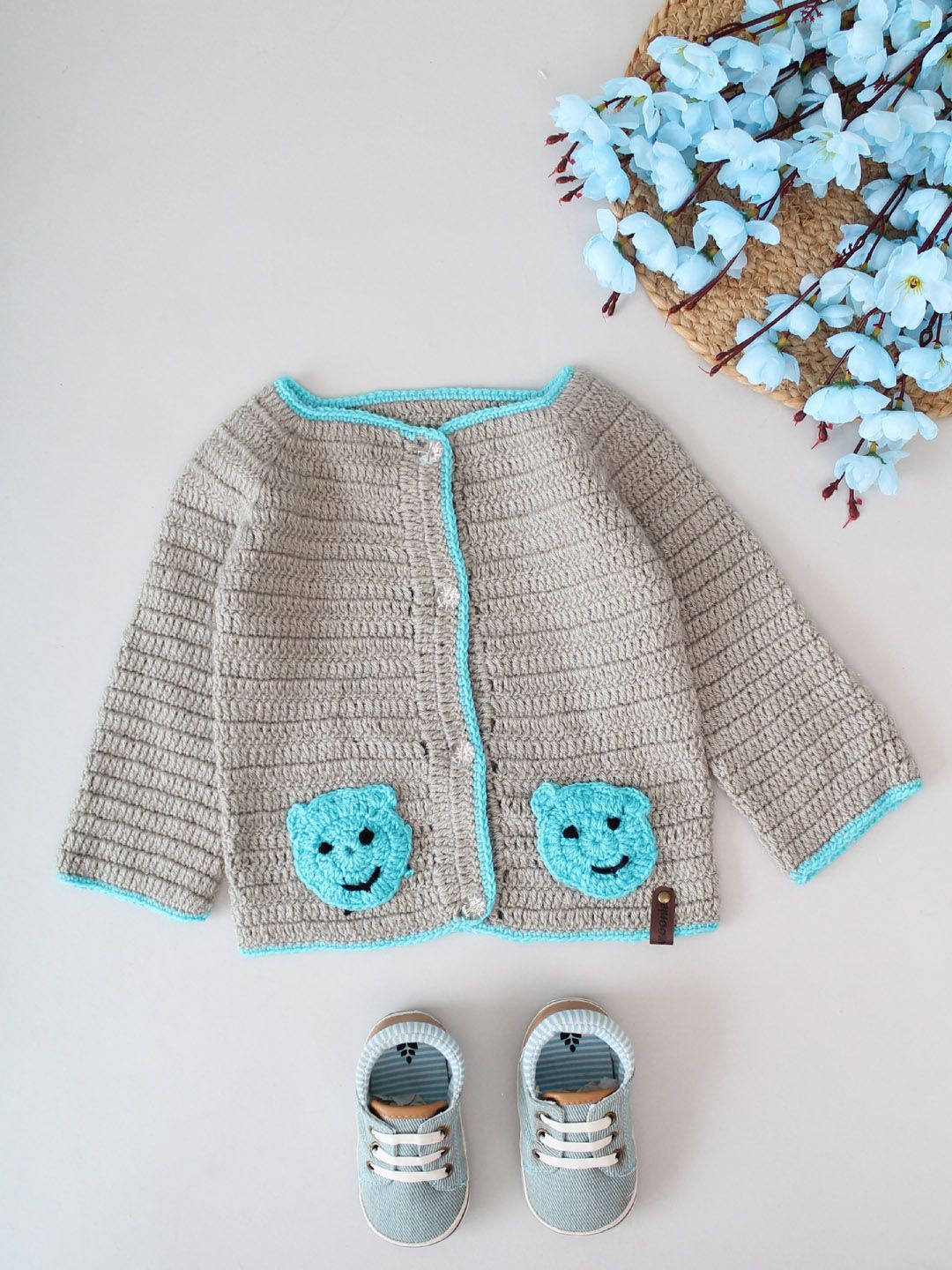 

Woonie Boys Cable Knit Cardigan, Grey