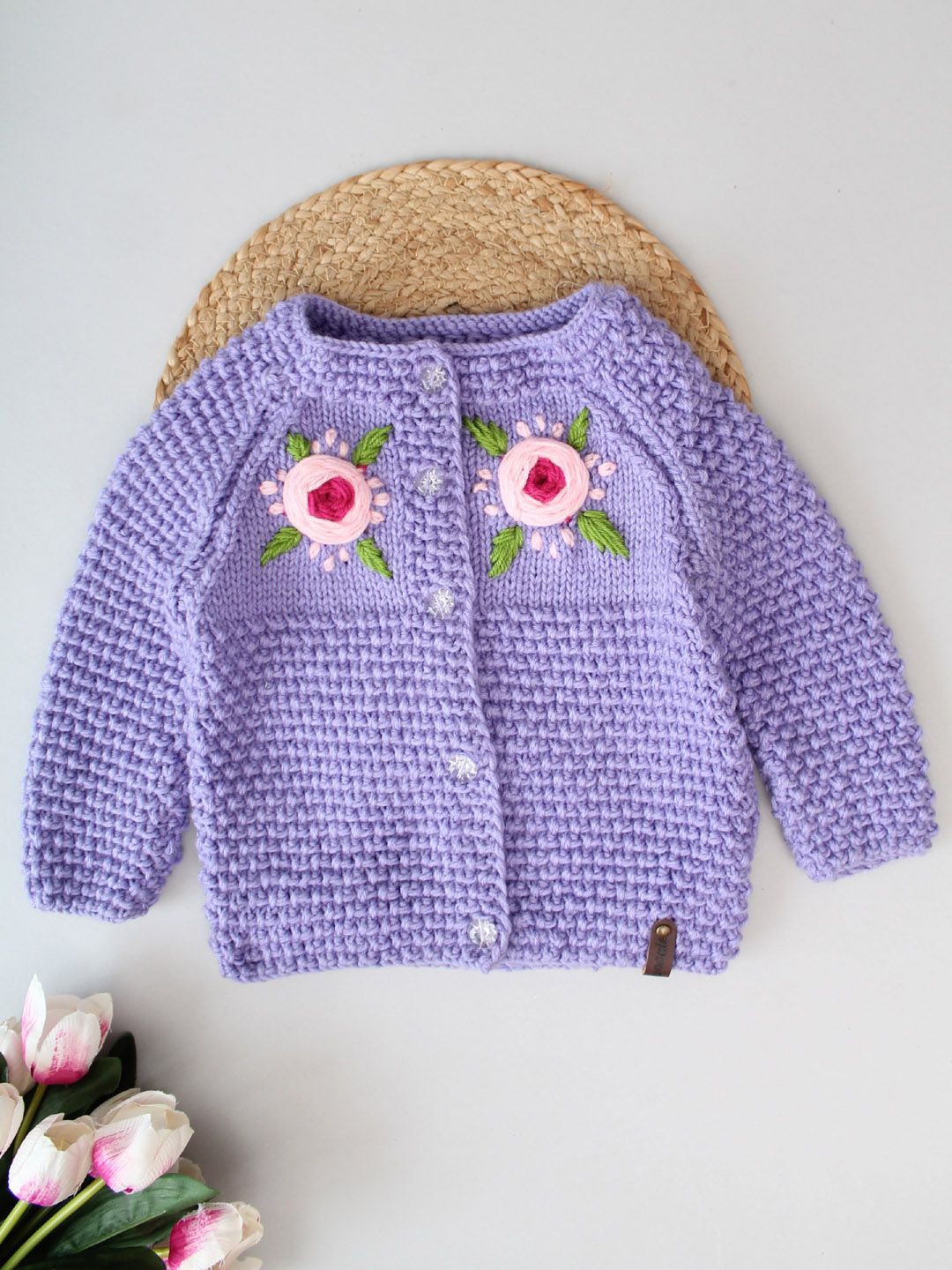 

Woonie Girls Embroidered Cardigan, Purple