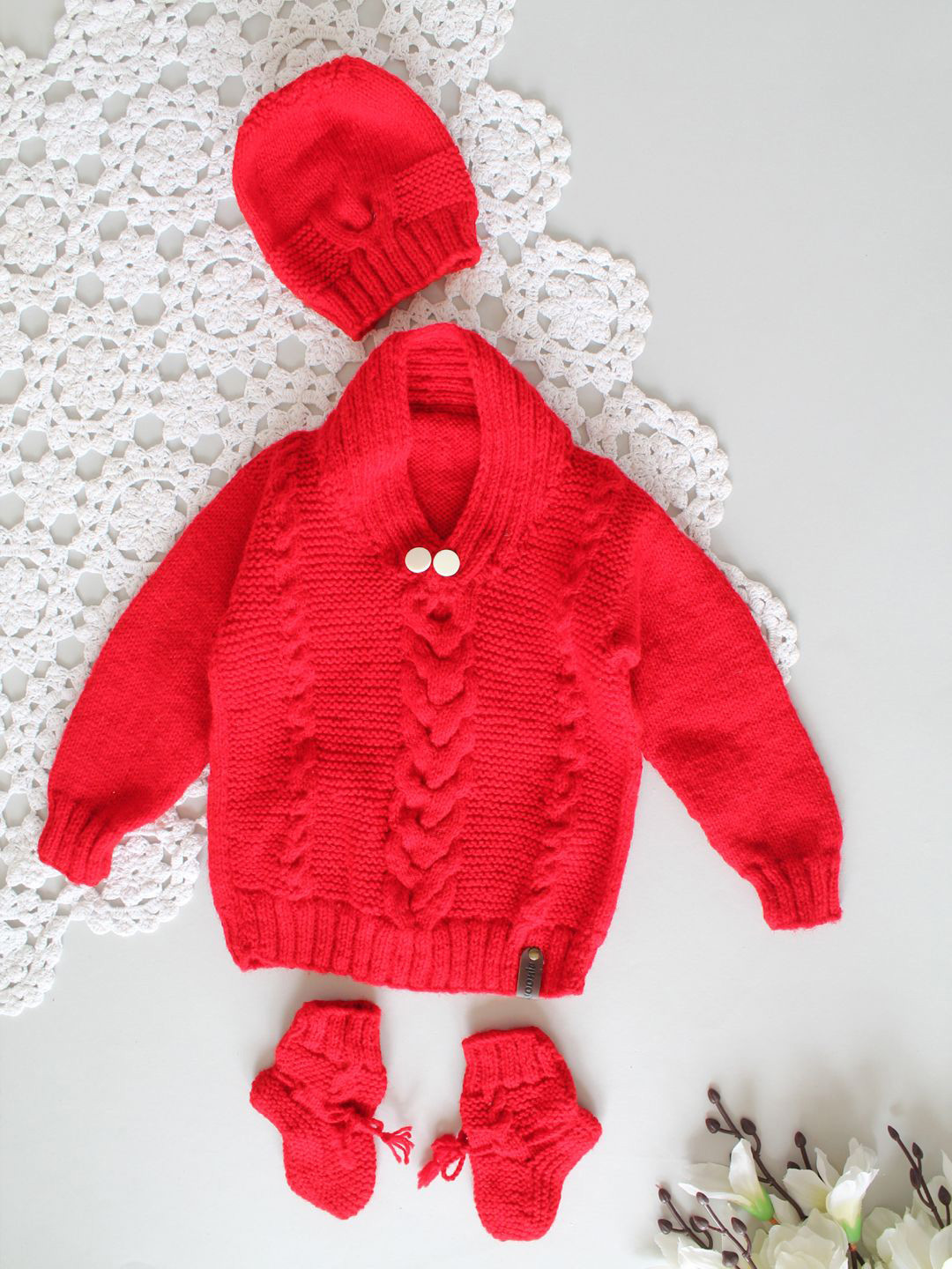 

Woonie Infant Self-Design Acrylic Baby Apparel Gift Set, Red