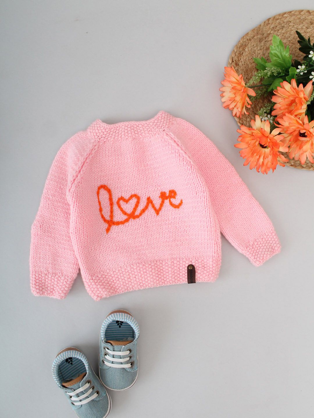 

Woonie Girls Embroidered Pullover with Embroidered Detail, Pink