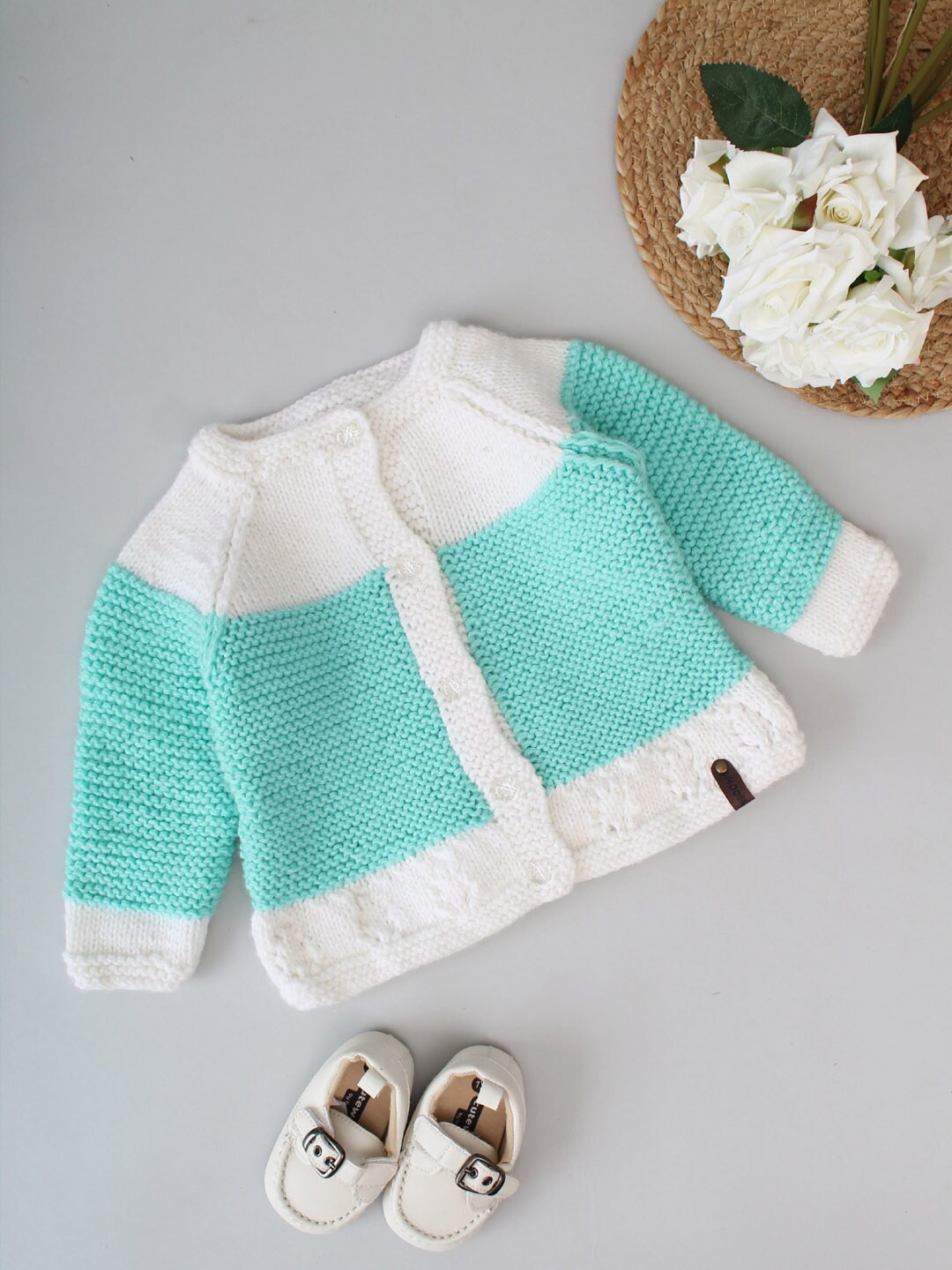 Woonie Boys Colourblocked Cardigan, White
