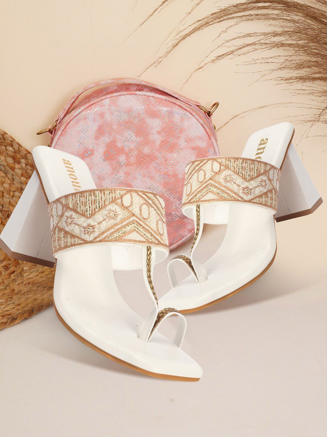 

Anouk Embellished Ethnic Wedge Peep Toes, White