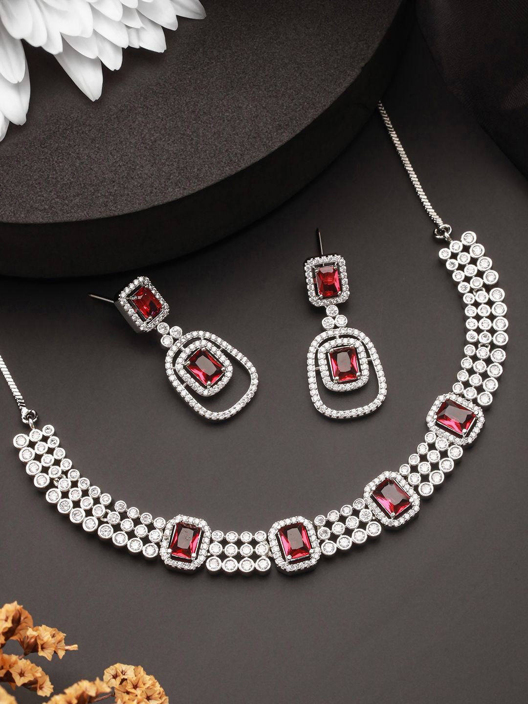 

Jazz and Sizzle Silver-Plated AD-Studded Jewellery Set