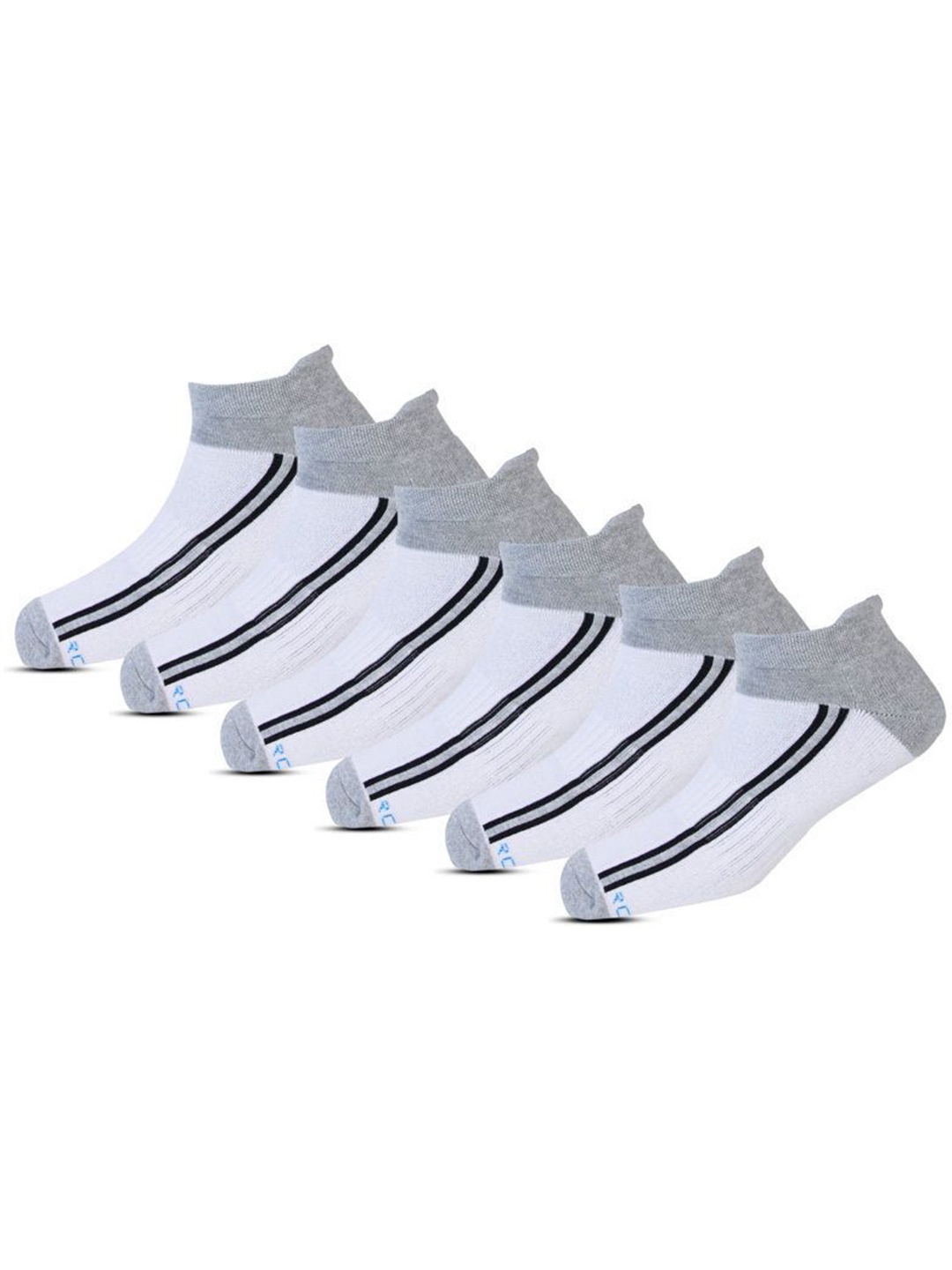 

RC. ROYAL CLASS Men Pack Of 6 Striped Cotton Ankle-Length Terry Socks, White