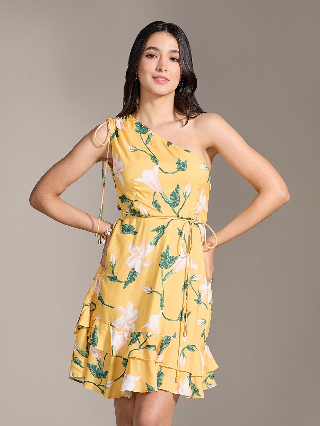 

20Dresses Floral Print Fit & Flare Dress, Yellow