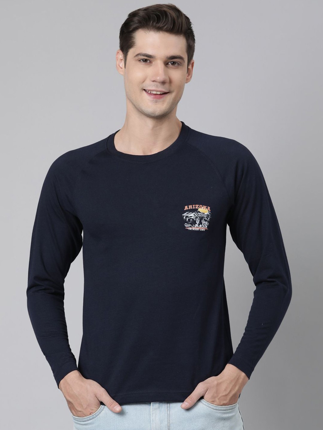 

DIXCY SCOTT Men Graphic Printed Round Neck T-shirt, Blue