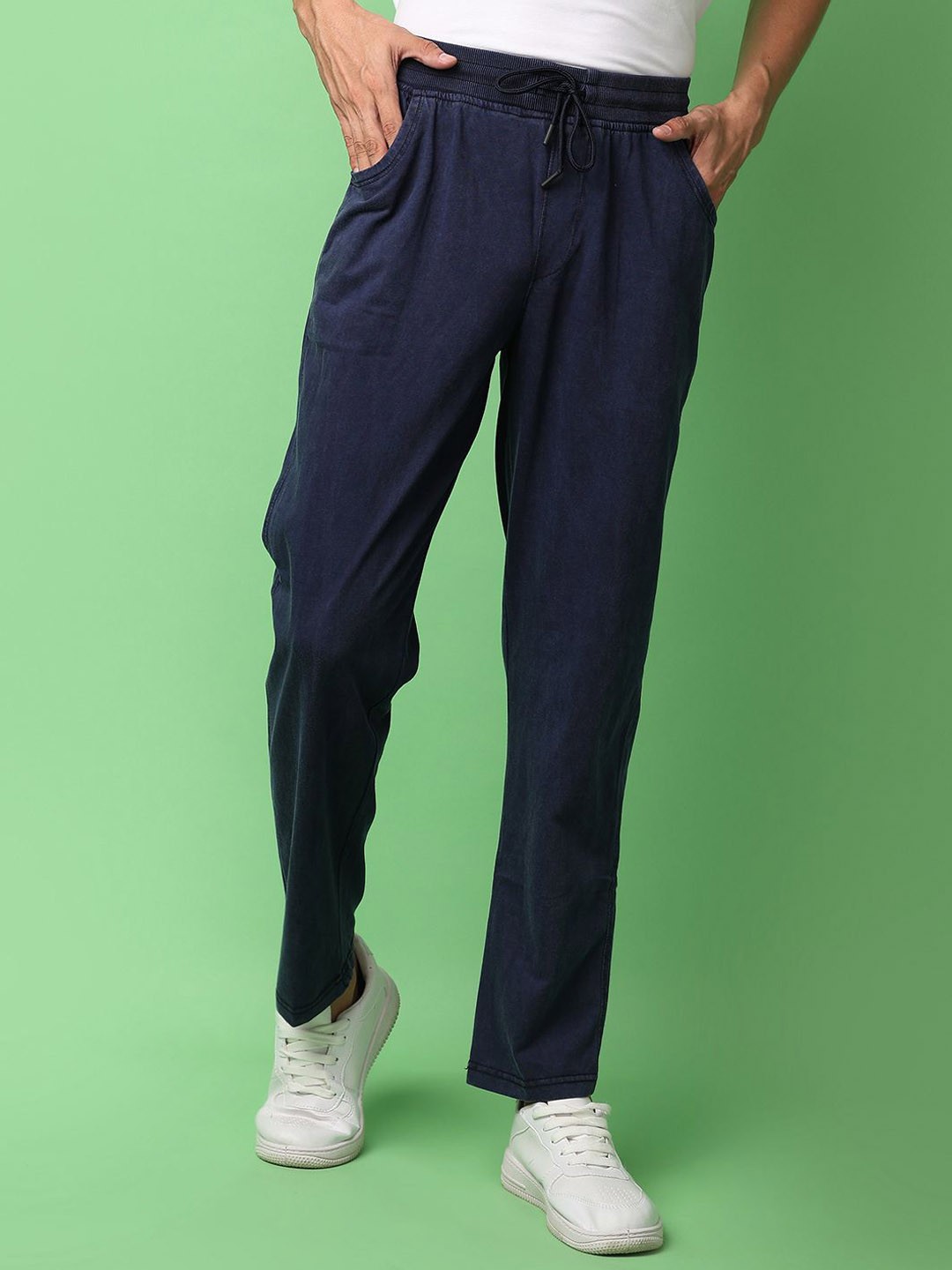 

V-Mart Men Mid Rise Cotton Track Pants, Blue