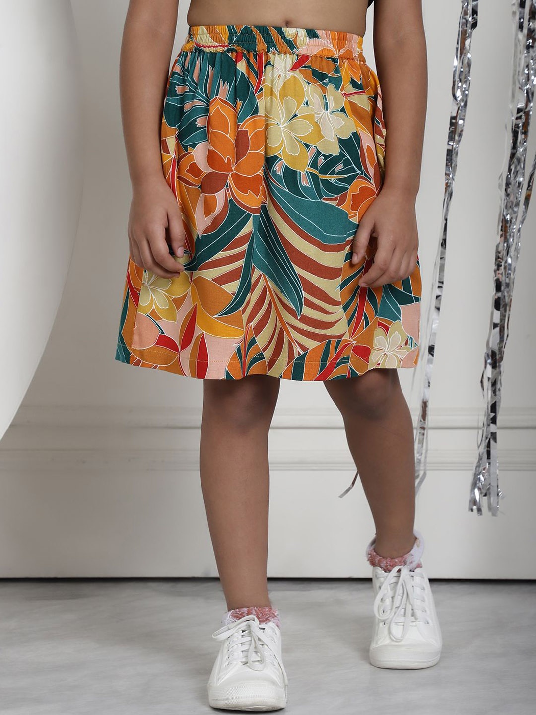 

MINI & MING Girls Printed Flared Knee-Length Skirt, Blue