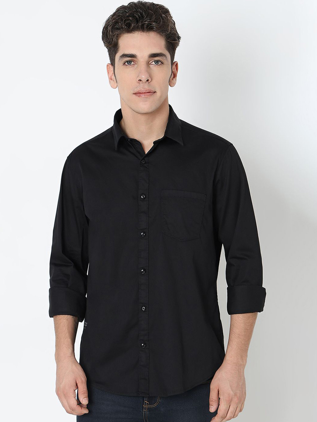

SPYKAR Men Slim Fit Opaque Casual Shirt, Black