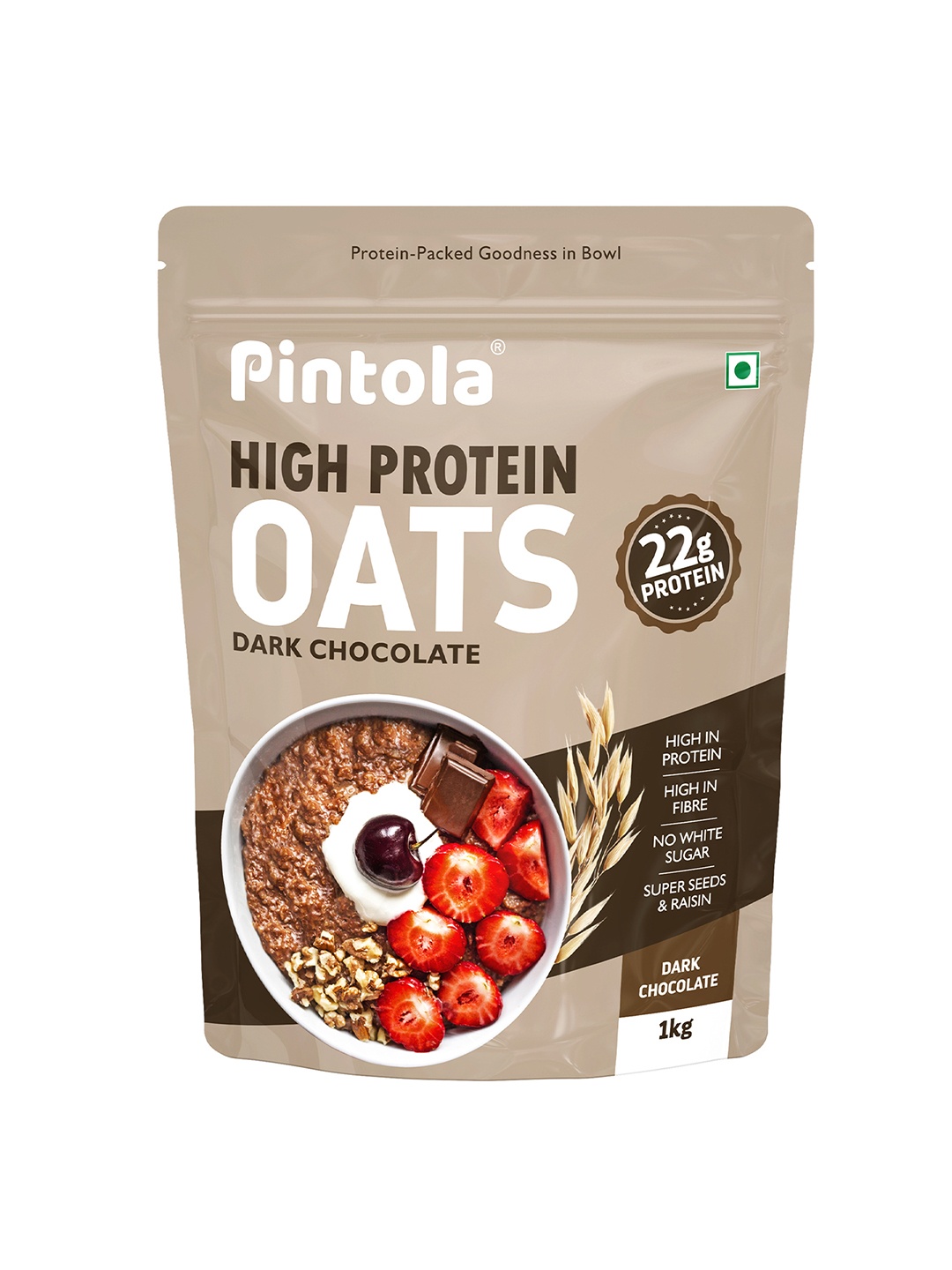 

Pintola High Protein Oats- 22g & Dark Chocolate-1kg, Brown