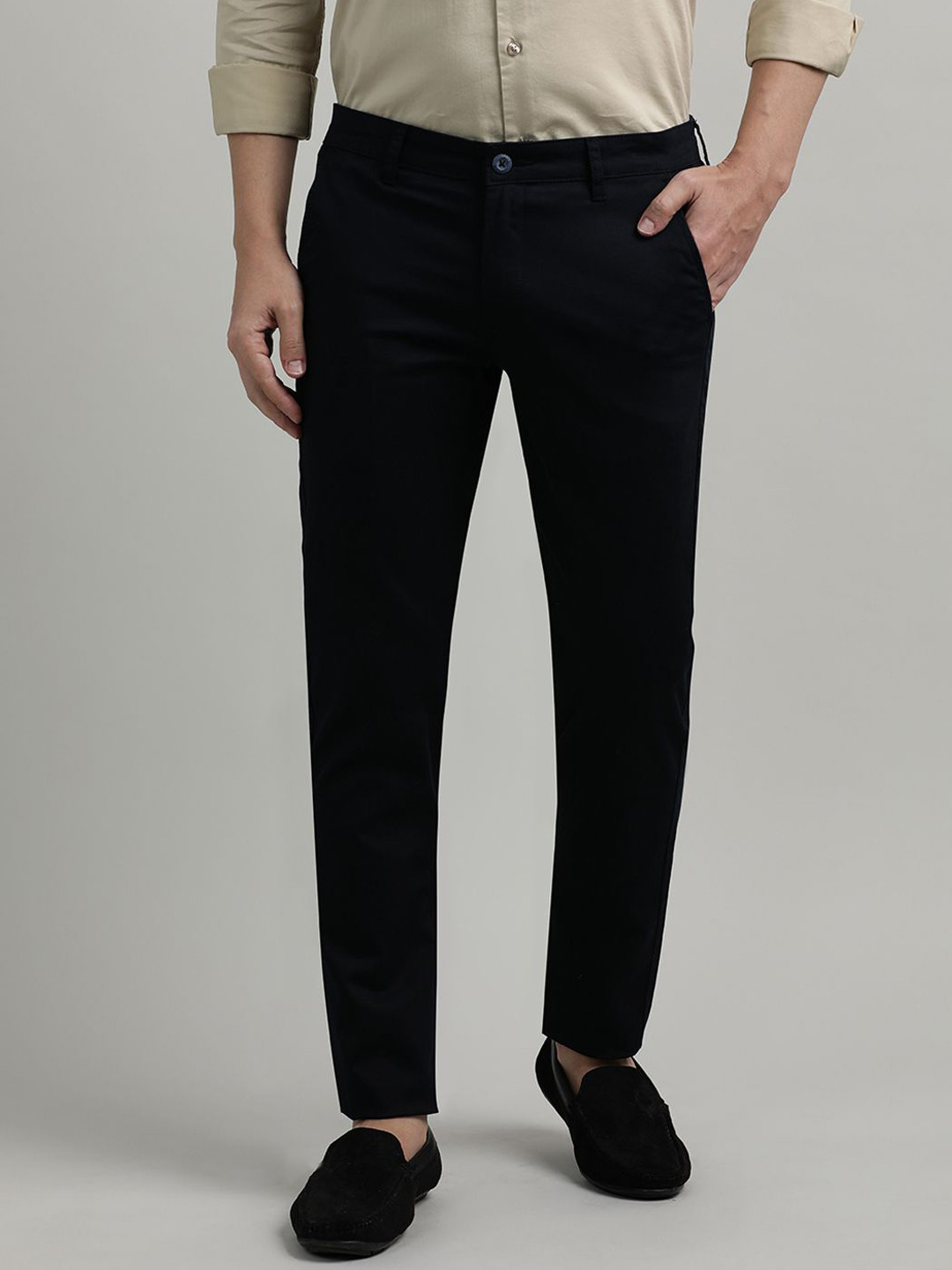 

Crocodile Men Solid Slim Fit Trousers, Black