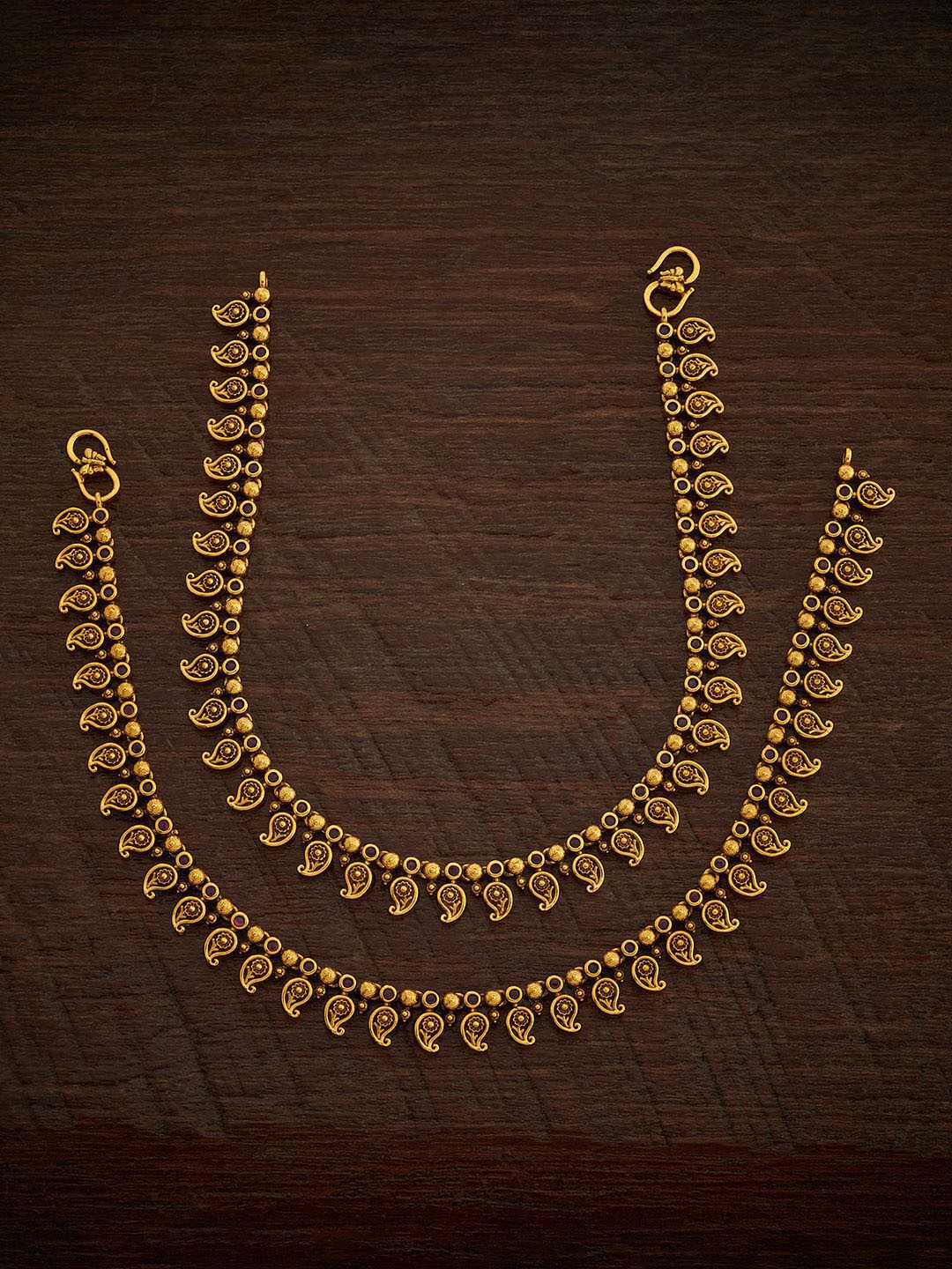 

Kushal's Fashion Jewellery Gold-Plated Artificial Stones Anklet
