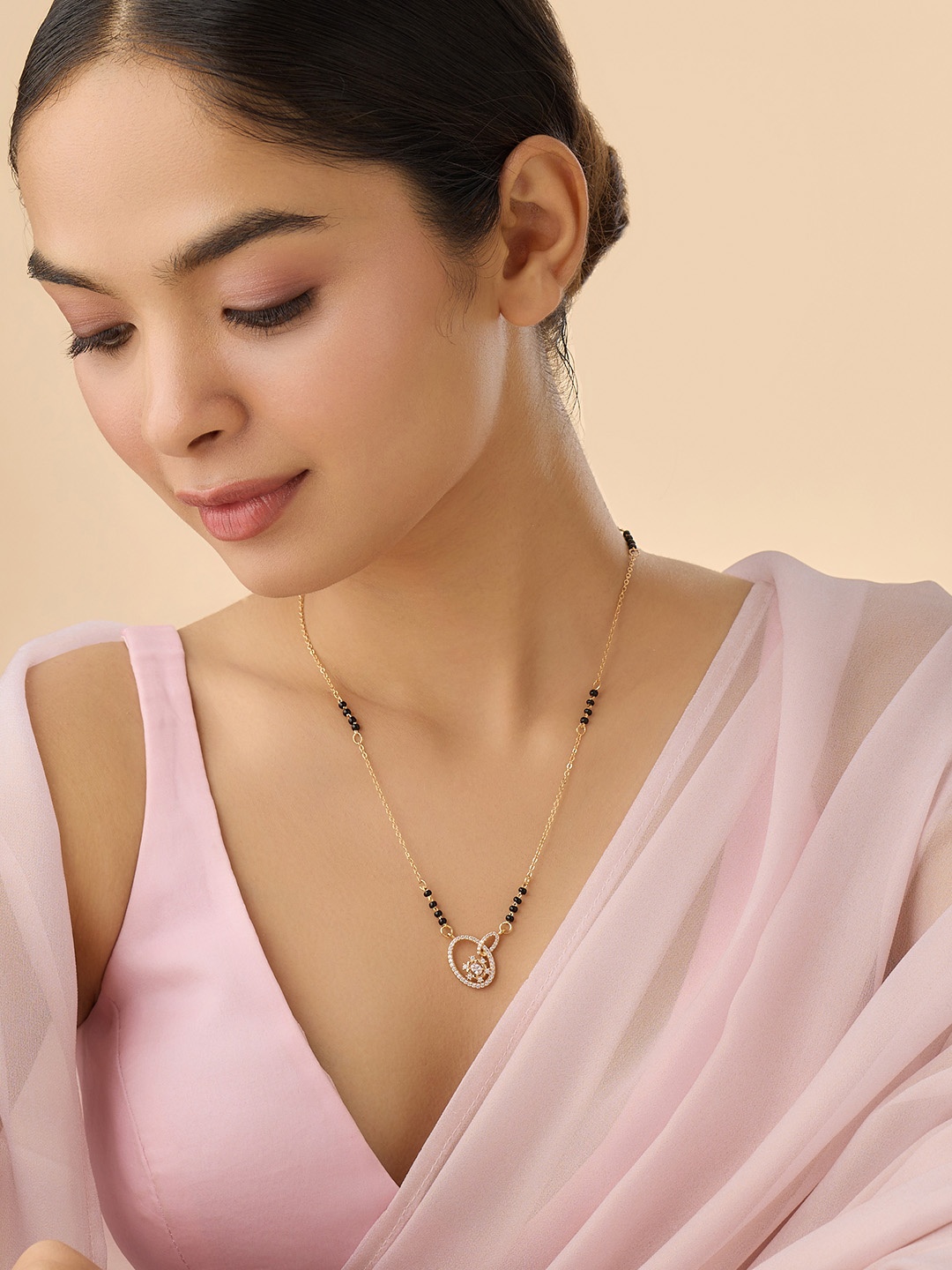 

Kushal's Fashion Jewellery Antique Women Gold-Plated Artificial Stones Mangalsutra