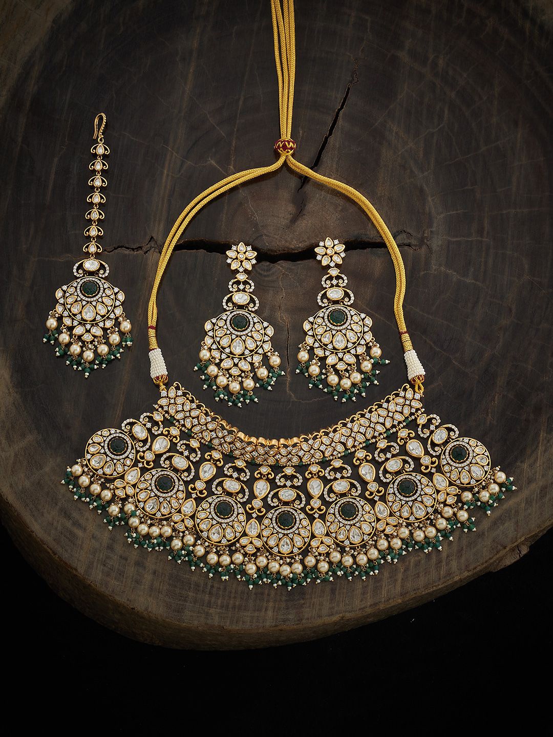 

Kushal's Fashion Jewellery Women Stone-Studded & Beaded Jewellery Set, Green