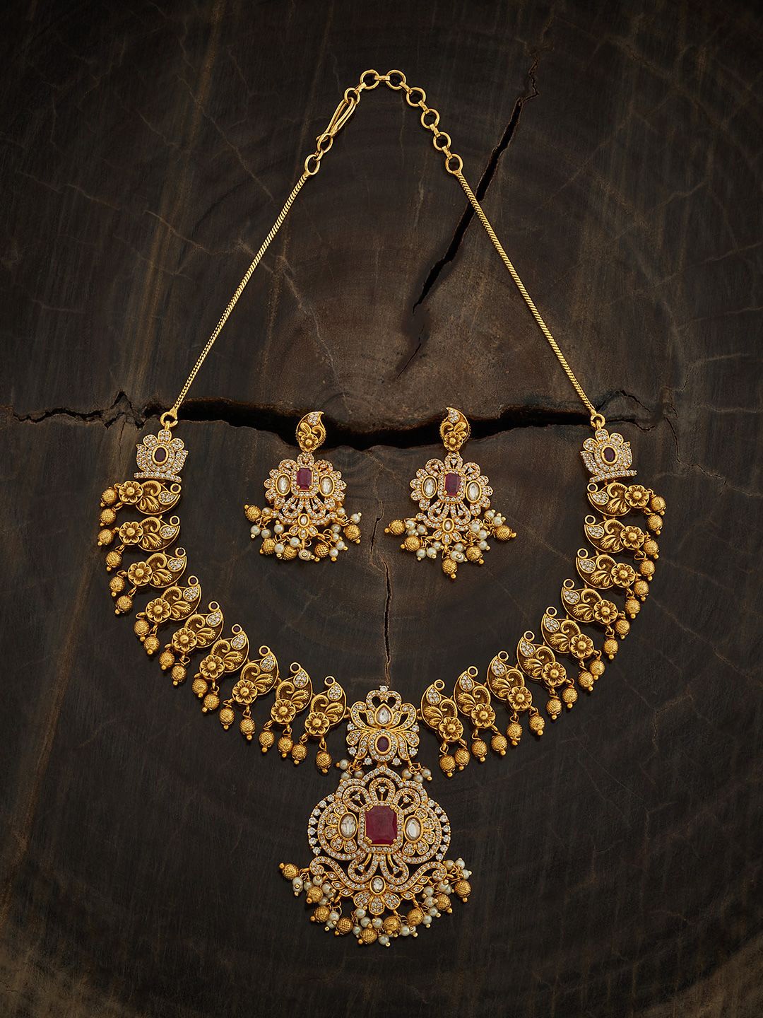 

Kushal's Fashion Jewellery Gold-Plated CZ-Studded Jewellery Set