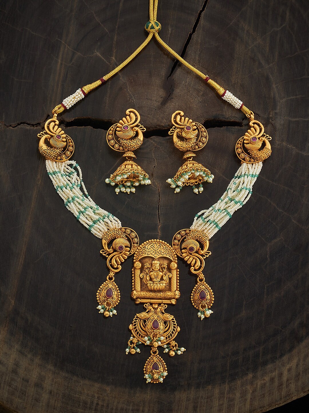 

Kushal's Fashion Jewellery Gold-Plated Stone-Studded & Beaded Jewellery Set
