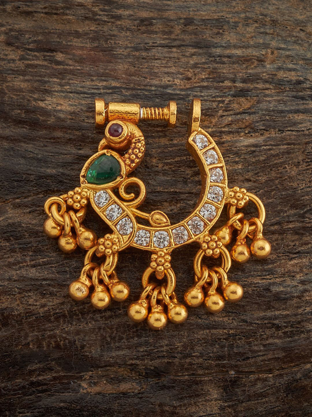 

Kushal's Fashion Jewellery Women Gold-Plated Cubic Zirconia Ring Nosepin