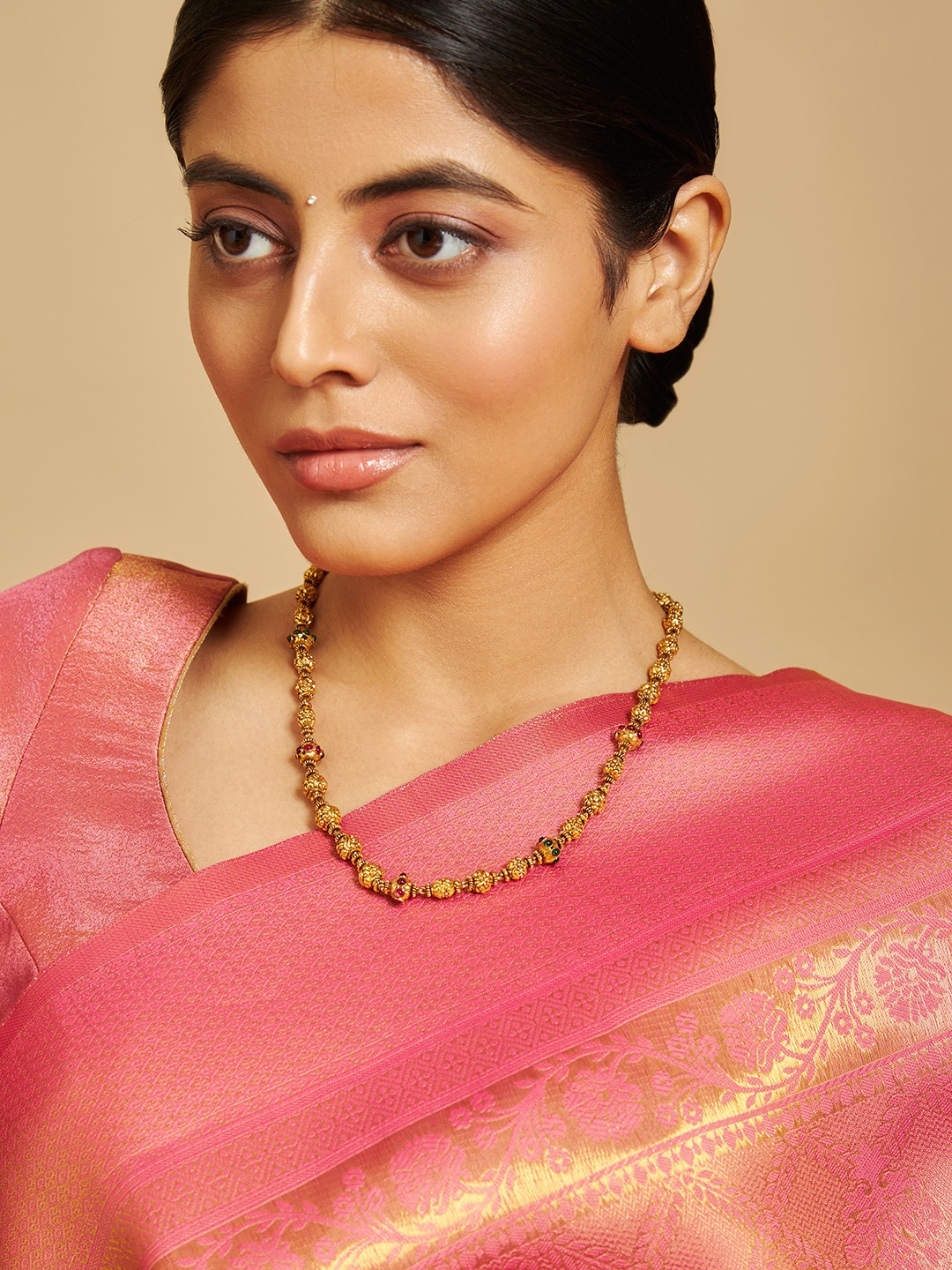 

Kushal's Fashion Jewellery Women 92.5 Pure Silver Gold-Plated Temple Chain