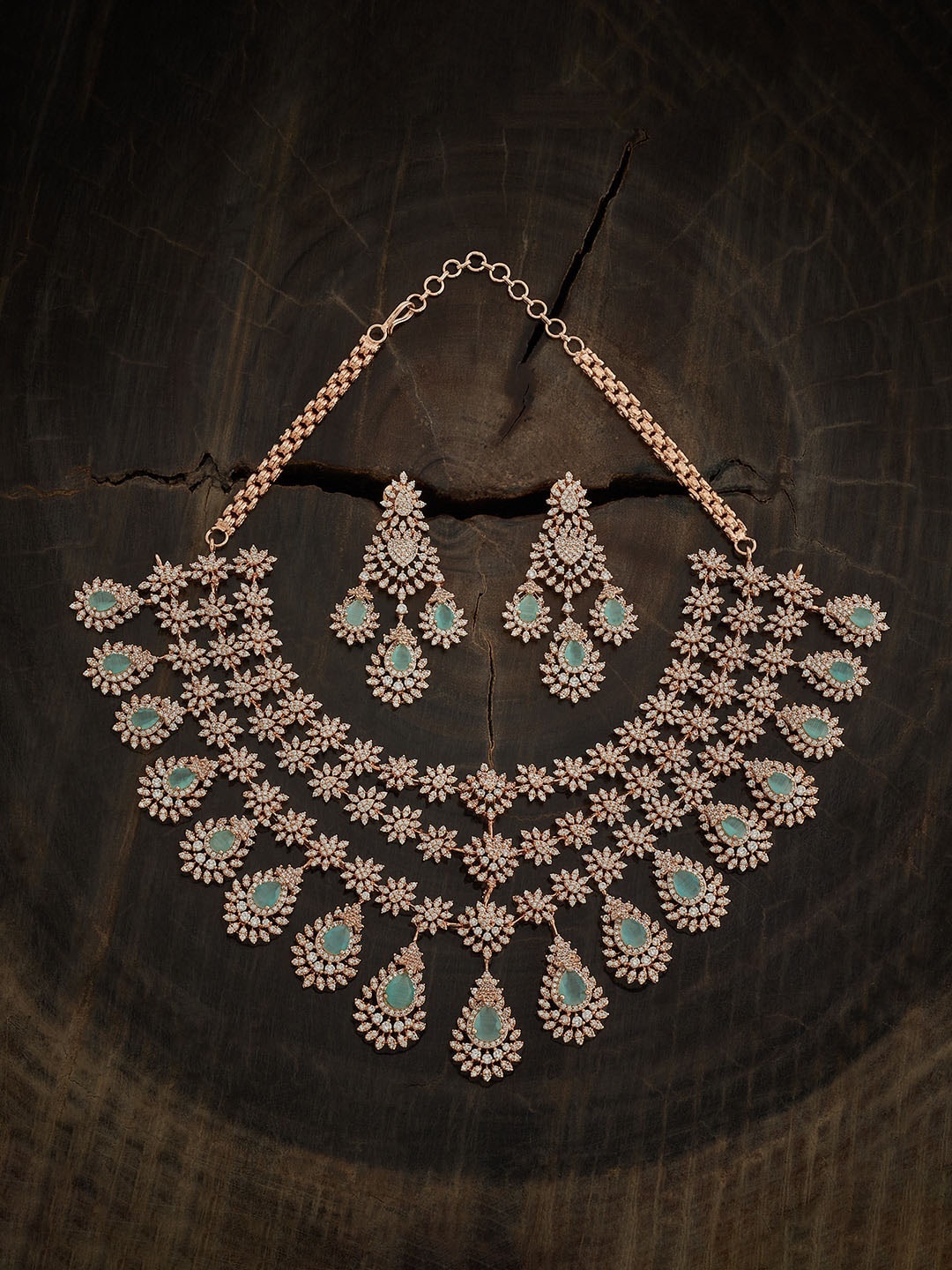 

Kushal's Fashion Jewellery Rose-Gold Plated CZ-Studded Jewellery Set
