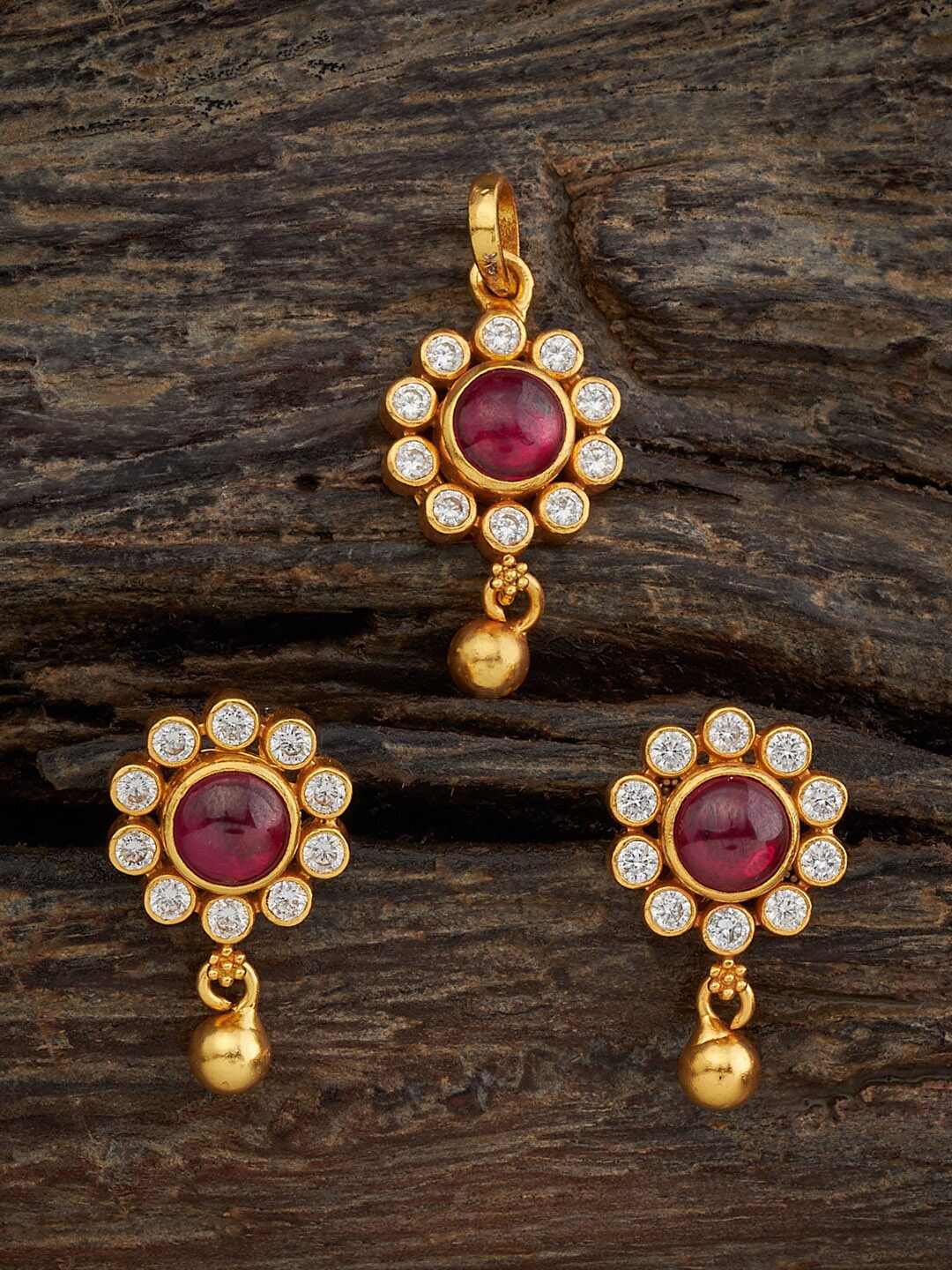 

Kushal's Fashion Jewellery 92.5 Pure Silver Gold Plated CZ Studded Jewellery Set