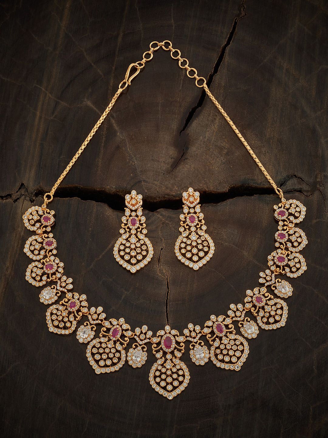 

Kushal's Fashion Jewellery Women Gold Plated CZ Studded Jewellery Set