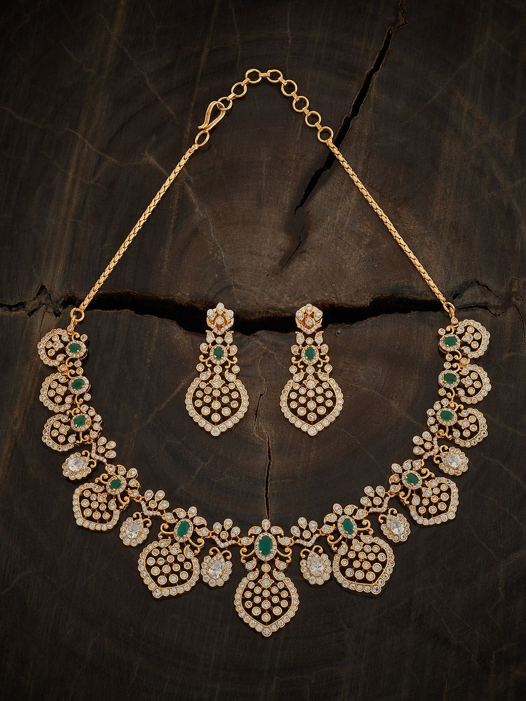 

Kushal's Fashion Jewellery Women Gold Plated CZ Studded Jewellery Set