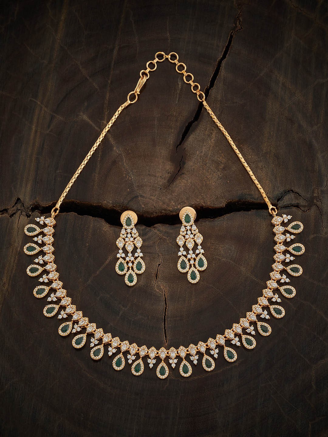 

Kushal's Fashion Jewellery Gold Plated CZ Studded Jewellery Set